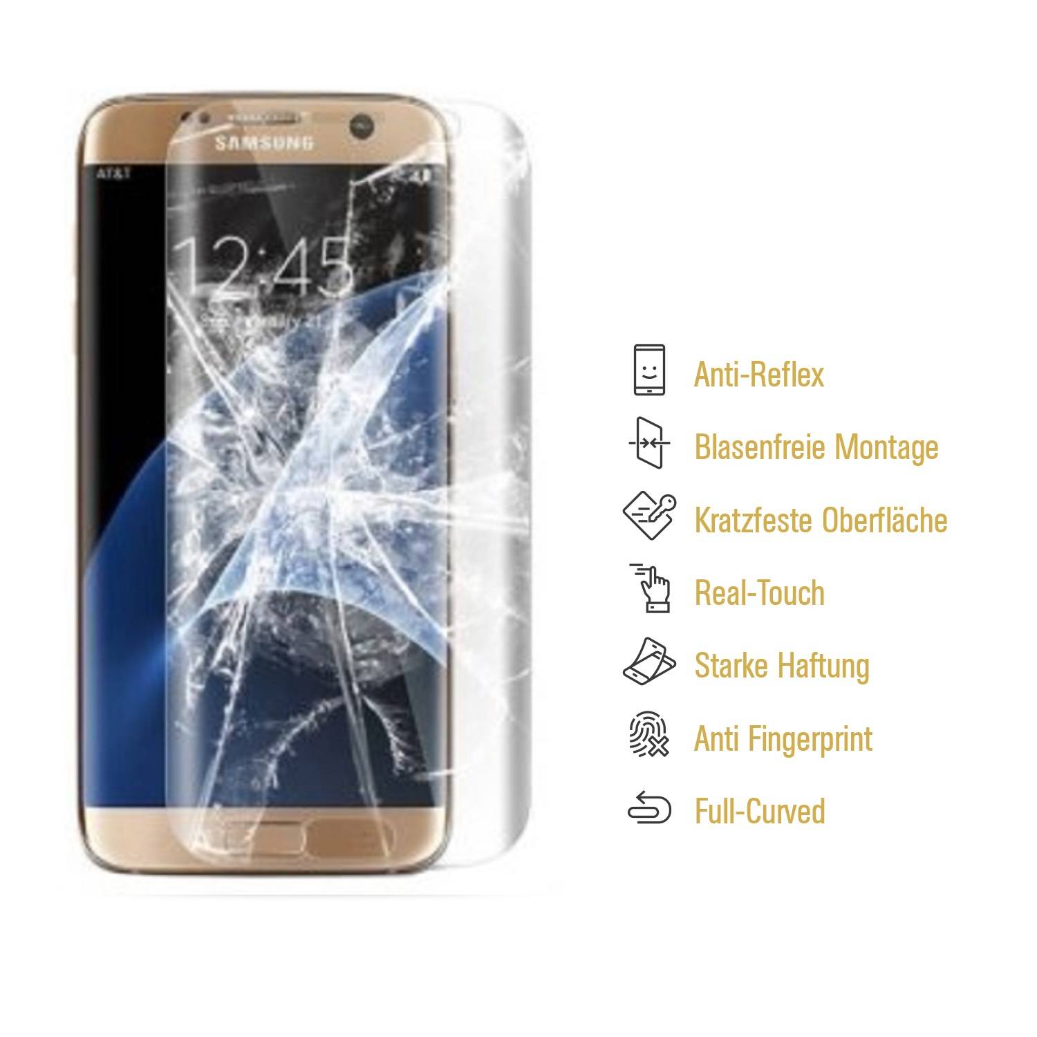 1x Panzerfolie für Samsung Galaxy S7 Edge FULL COVER Displayschutzfolie MATT