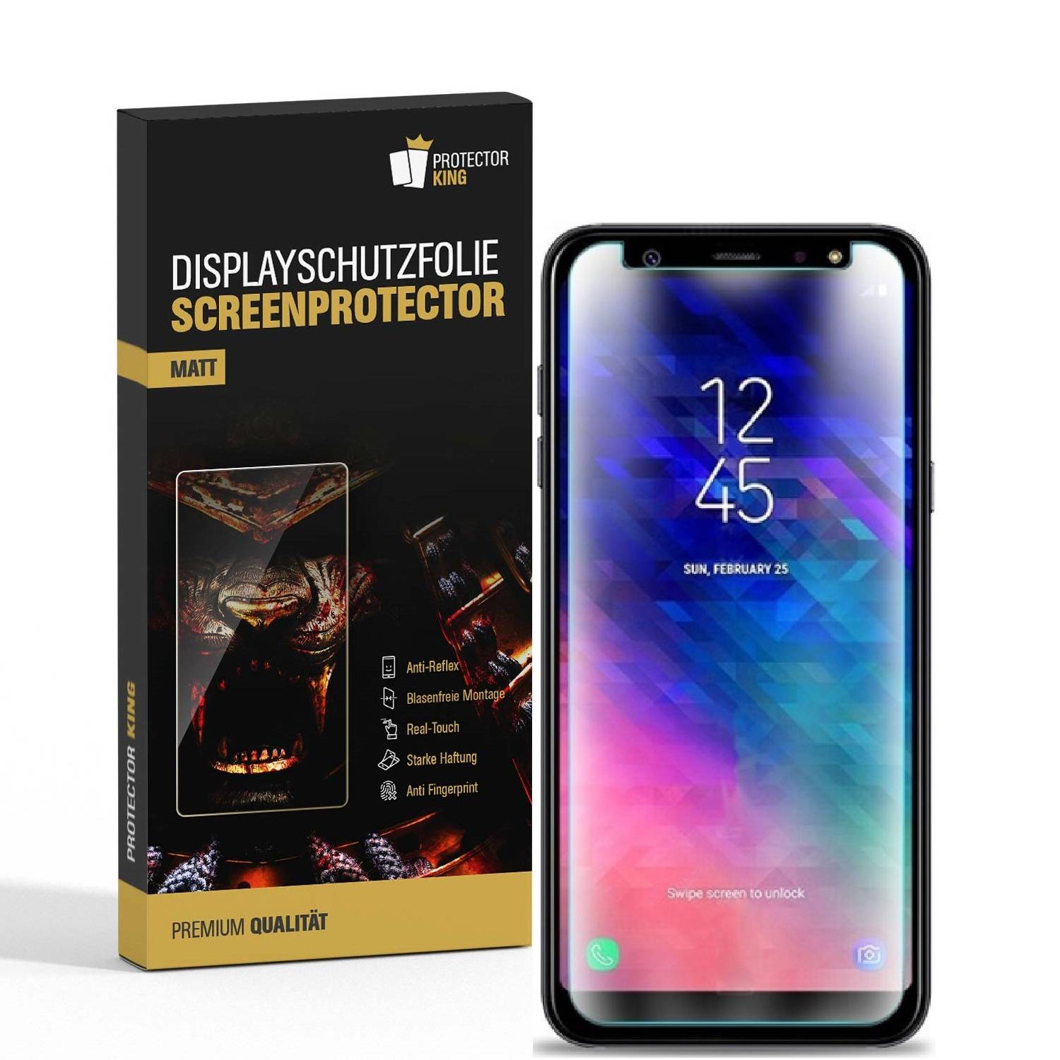 2x Displayschutzfolie für Samsung Galaxy A6 Plus ANTI-REFLEX Displayfolie MATT