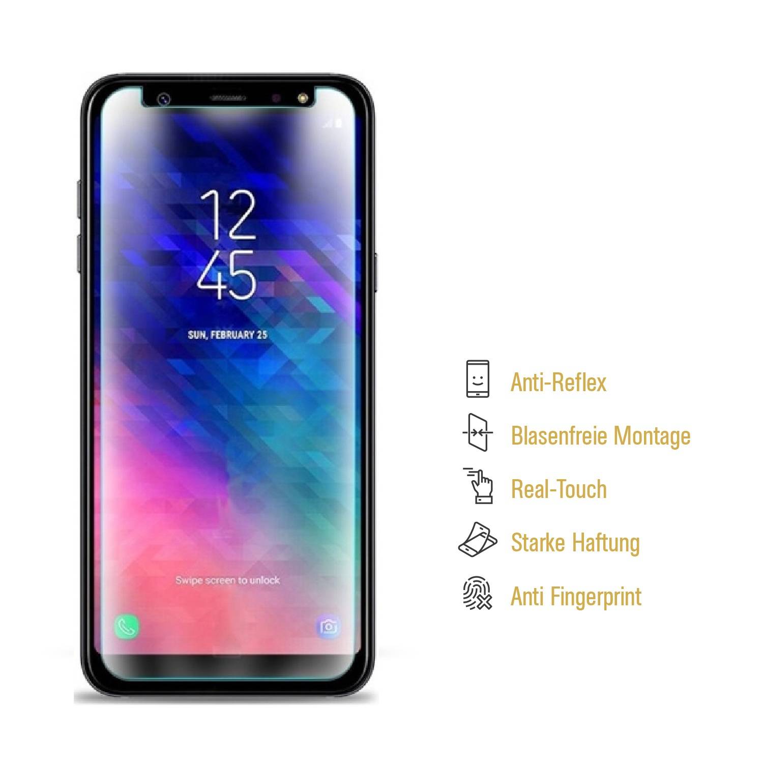2x Displayschutzfolie für Samsung Galaxy A6 Plus ANTI-REFLEX Displayfolie MATT