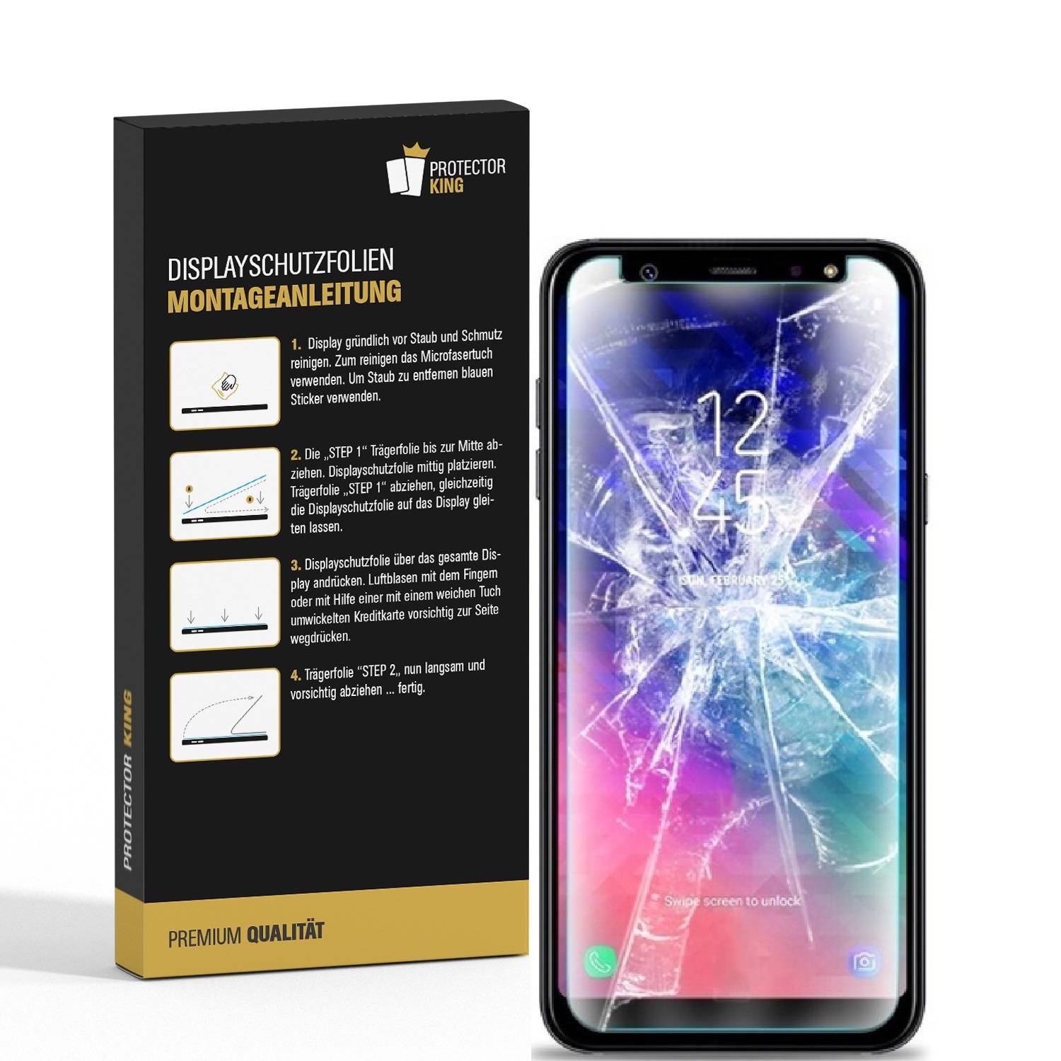 4x 9H Nano-Glass für Samsung Galaxy A6 Plus 3D KLAR Anti-Shock Anti-Bruch Anti-Stoß Anti-Schmutz Panzernanoglas Displayschutz Schutzfolie Panzerfoli