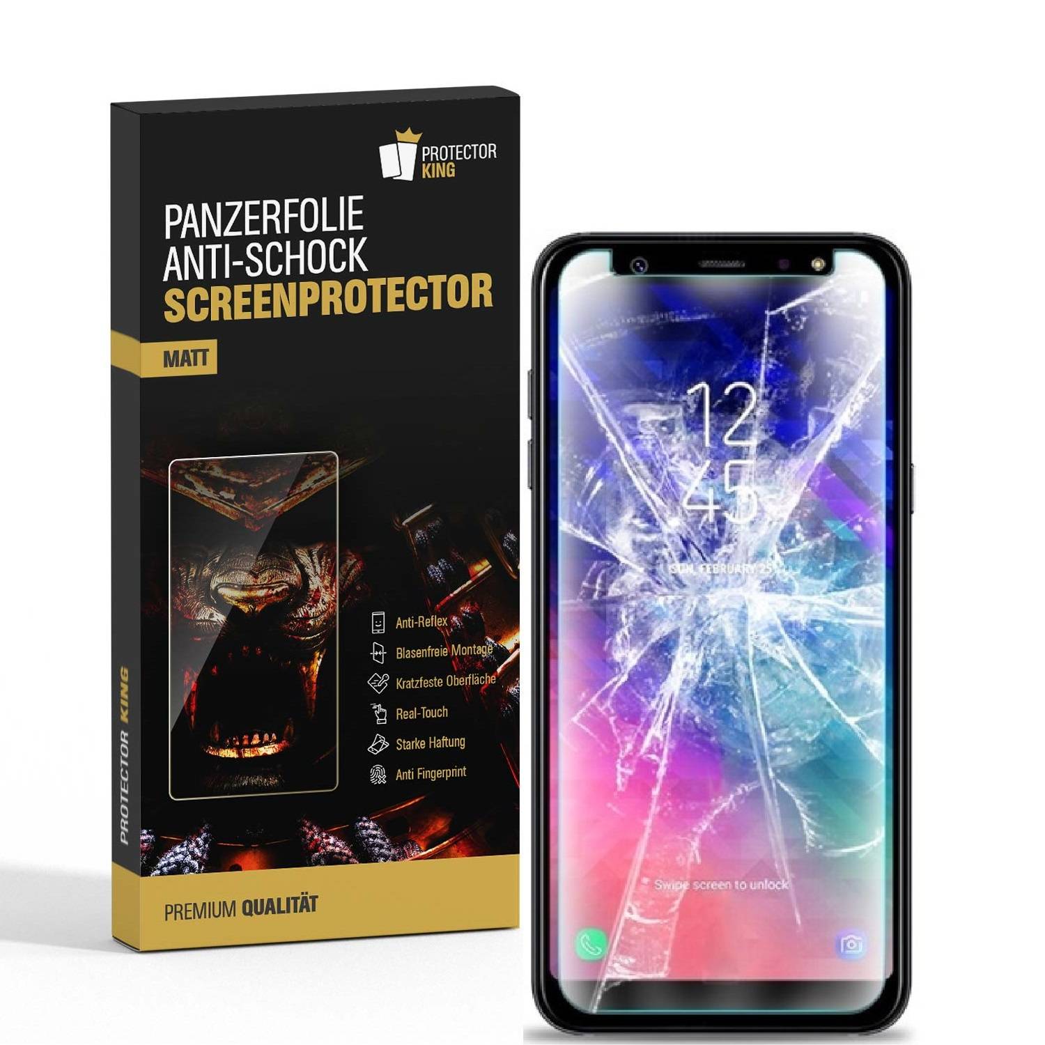 4x Panzerfolie für Samsung Galaxy A6 ANTI-SCHOCK Displayschutzfolie MATT