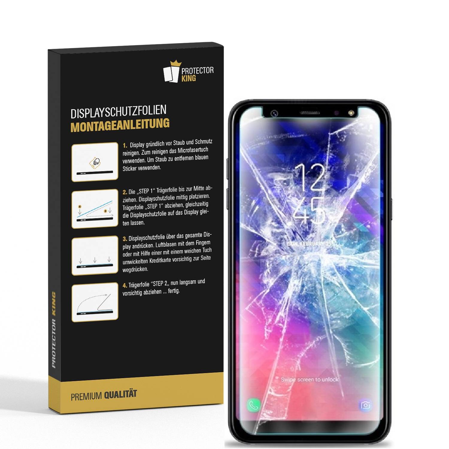 3x Panzerfolie für Samsung Galaxy A6 ANTI-SCHOCK Displayschutzfolie MATT
