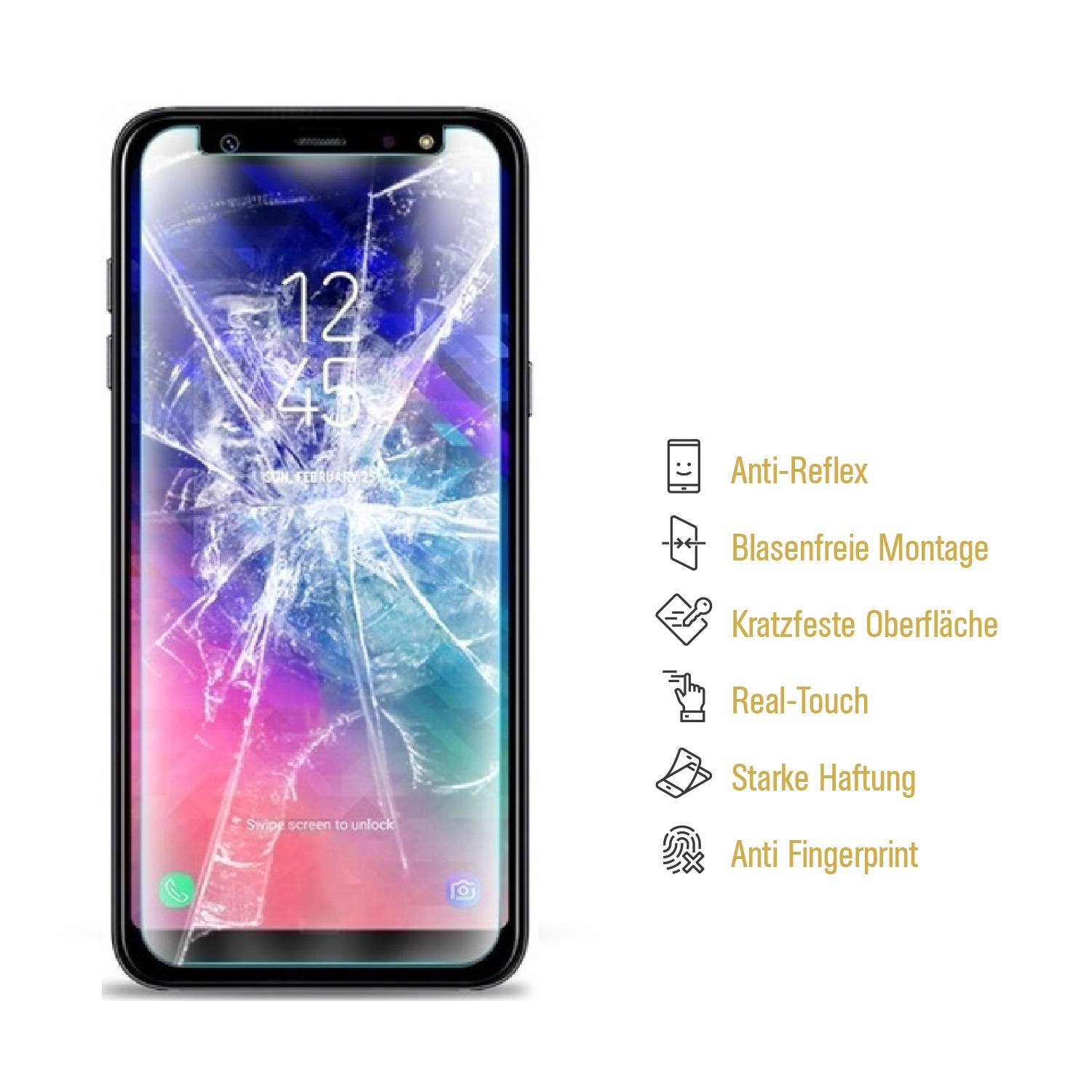 3x Panzerfolie ANTI-SCHOCK Displayschutzfolie für Samsung Galaxy A6 Plus MATT