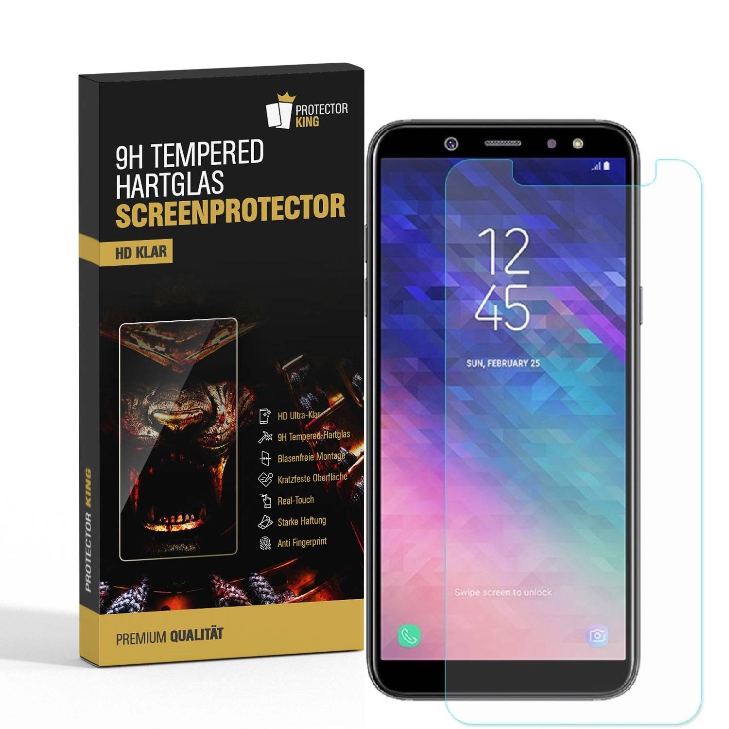 4x 3D A++ 9H Hartglas für Samsung Galaxy A6 Plus Displayschutz Schutzglas Schutzfolie Panzerfolie Panzerglas Displayglas Tempered Glasfolie
