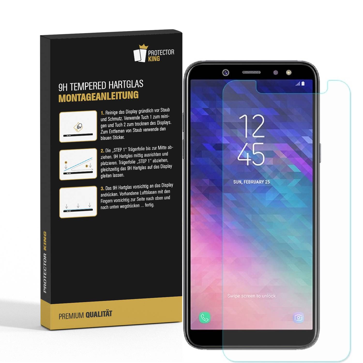 6x 3D A++ 9H Hartglas für Samsung Galaxy A6 Plus Displayschutz Schutzglas Schutzfolie Panzerfolie Panzerglas Displayglas Tempered Glasfolie