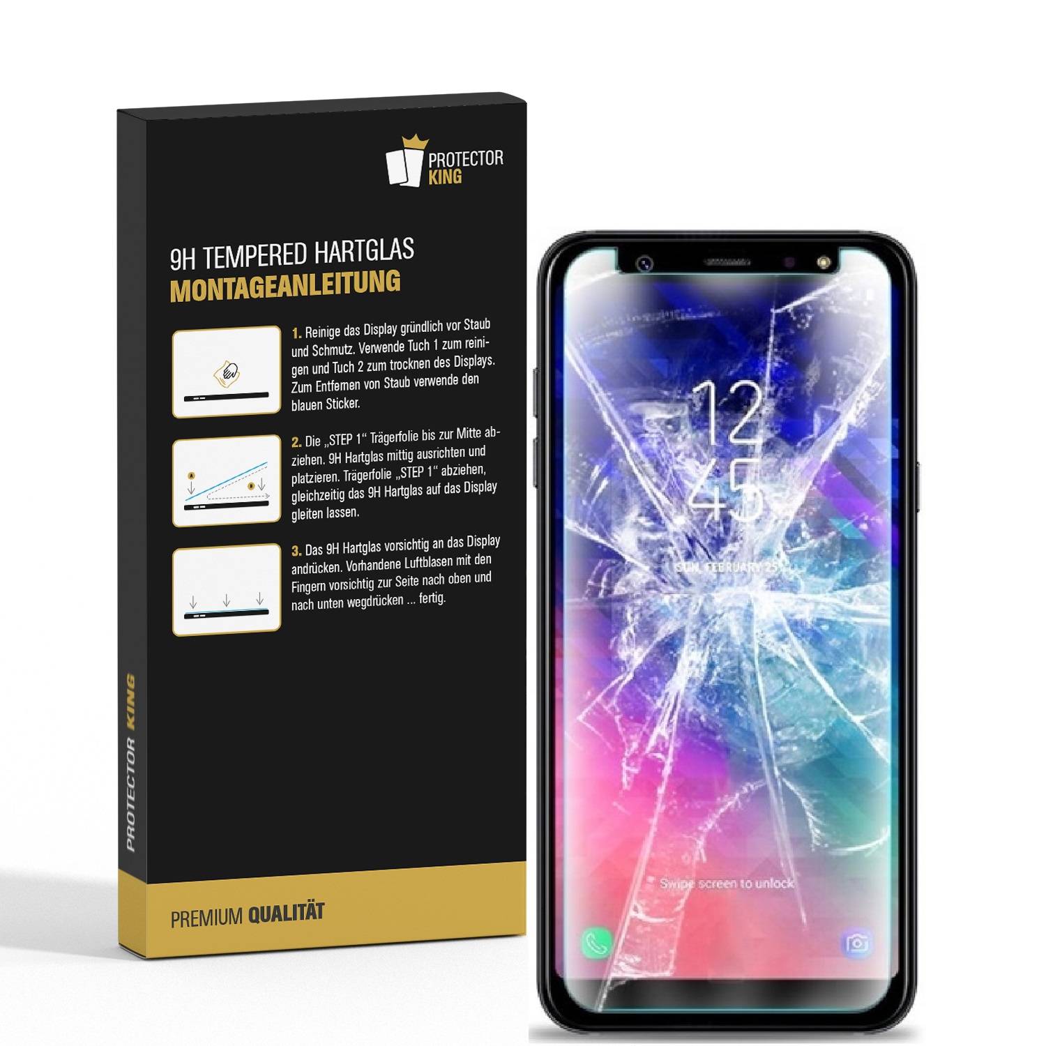 3x 9H Hartglas für Samsung Galaxy A6 Plus Displayschutz Schutzglas Panzerfolie Schutzfolie Panzerglas Displayglas Tempered Glasfolie Sicherheitsglas