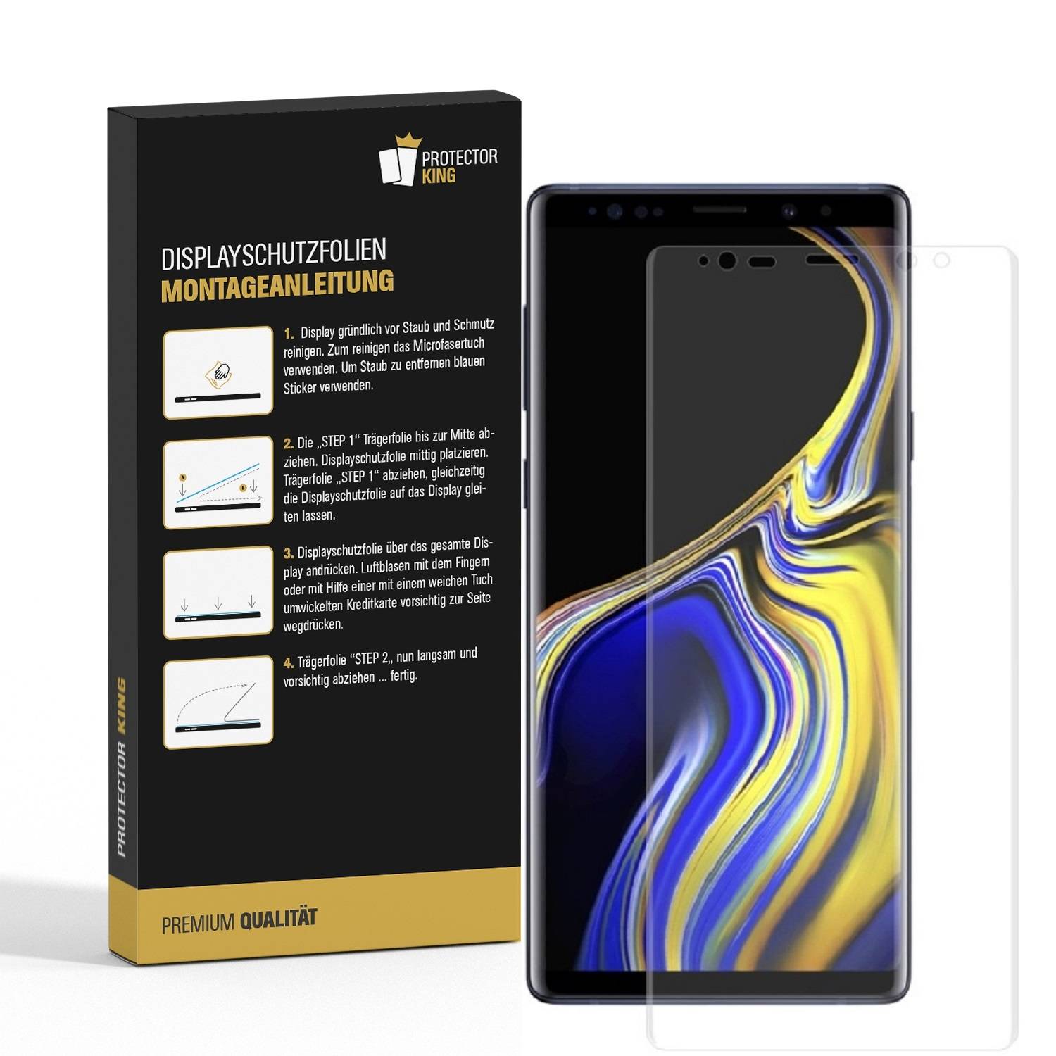 4x 9H Nano-Glass für Samsung Galaxy Note 9 FULL CURVED 3D KLAR Anti-Shock Anti-Bruch Anti-Stoß Anti-Schmutz Panzernanoglas Displayschutz Schutzfolie