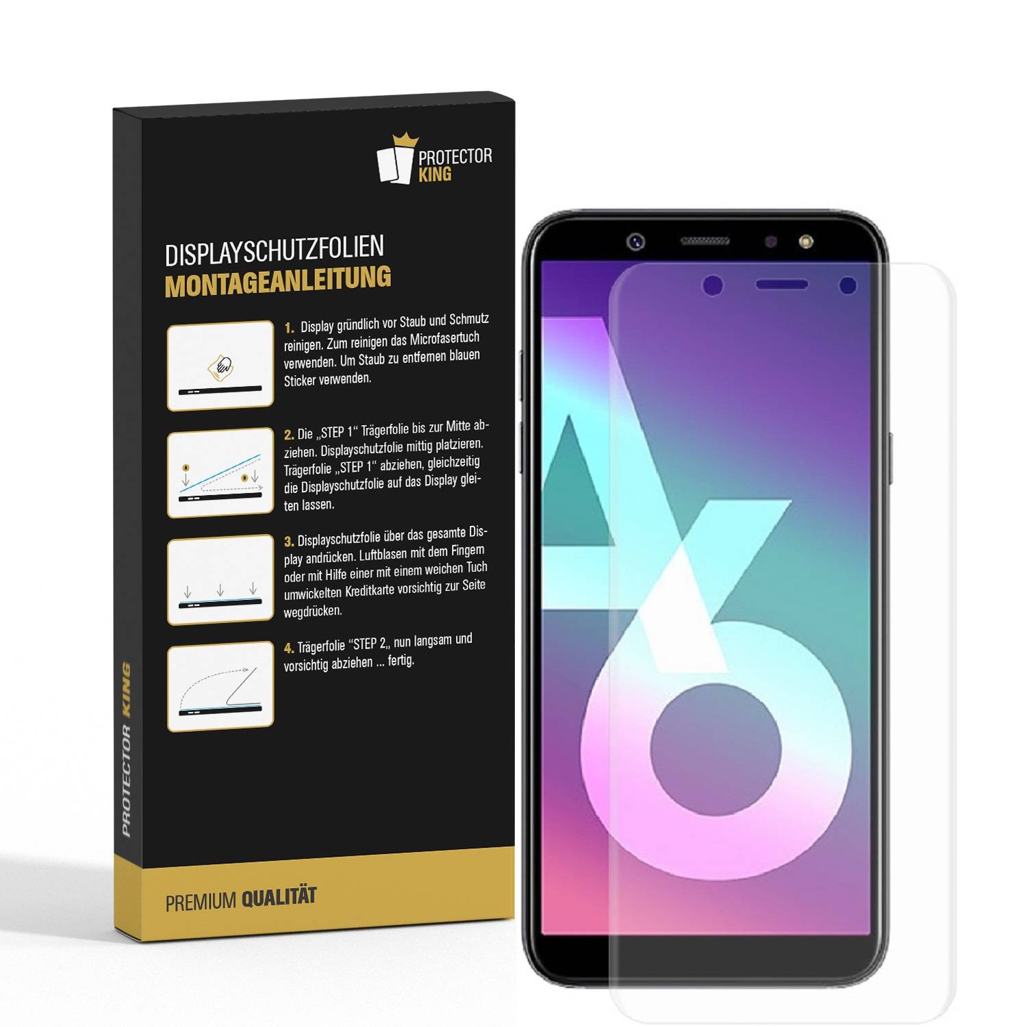 4x 9H Nano-Glass für Samsung Galaxy A6 Plus FULL COVER 3D KLAR Anti-Shock Anti-Bruch Anti-Stoß Anti-Schmutz Panzernanoglas Displayschutz Schutzfolie