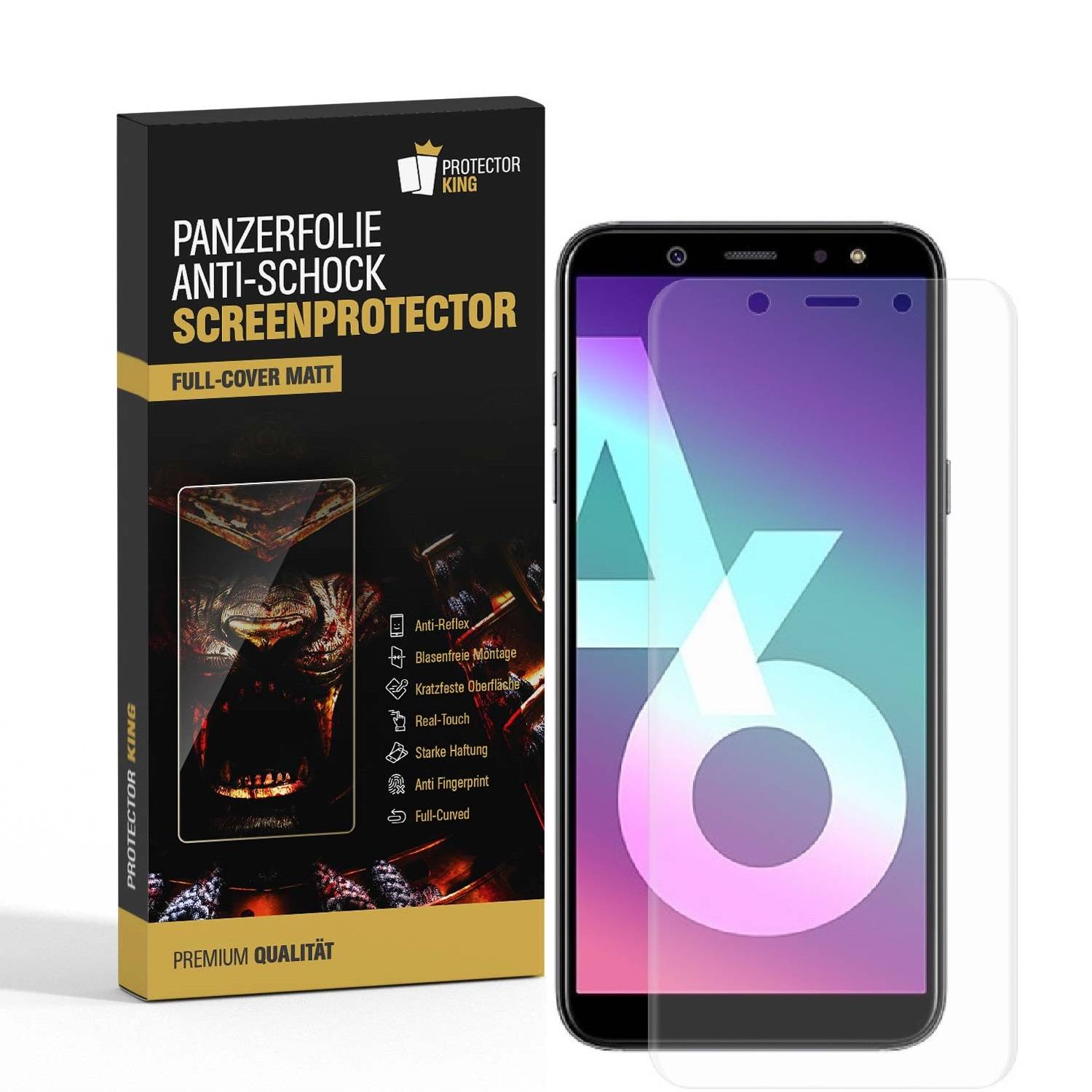 6x Panzerfolie für Samsung Galaxy A6 FULL COVER Display Displayschutzfolie MATT