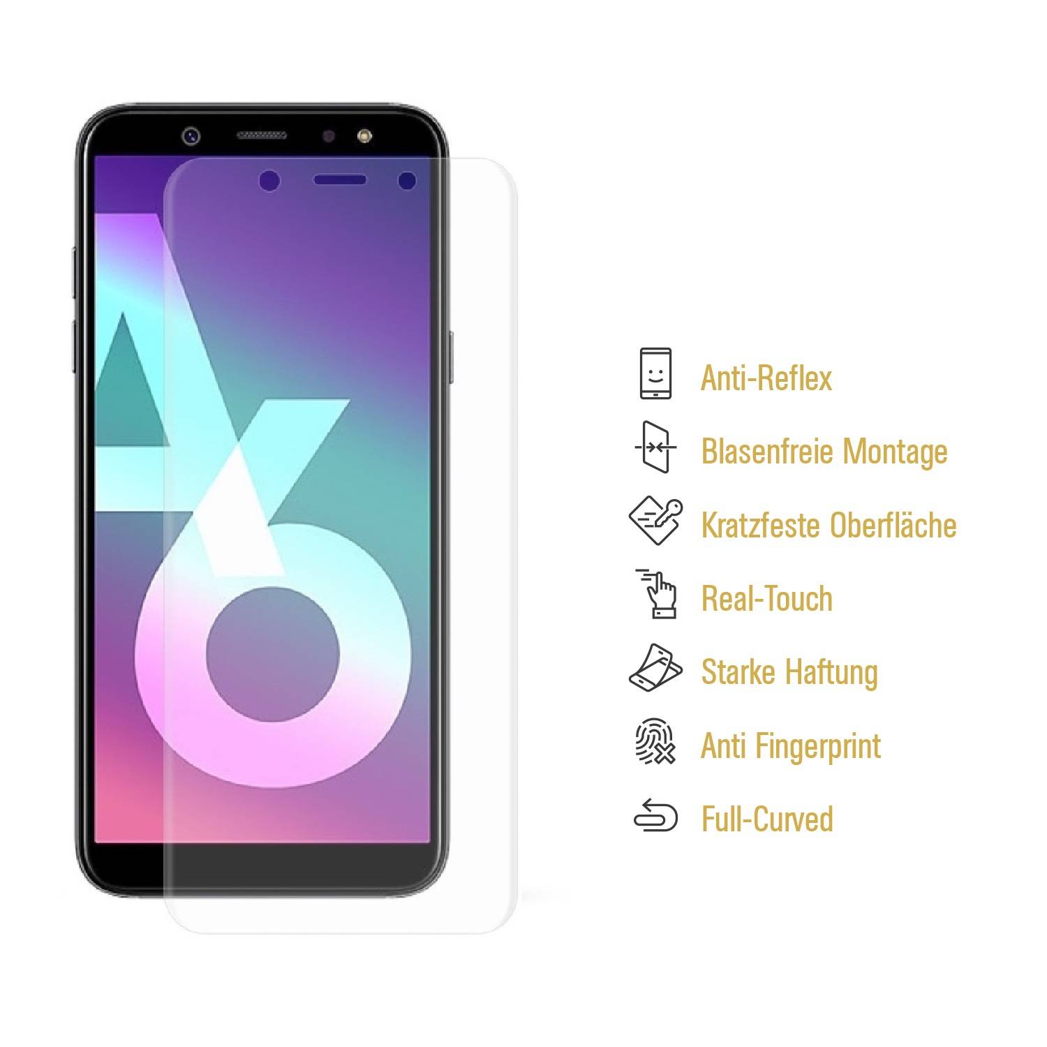 1x Panzerfolie für Samsung Galaxy A6 FULL COVER Display Displayschutzfolie MATT