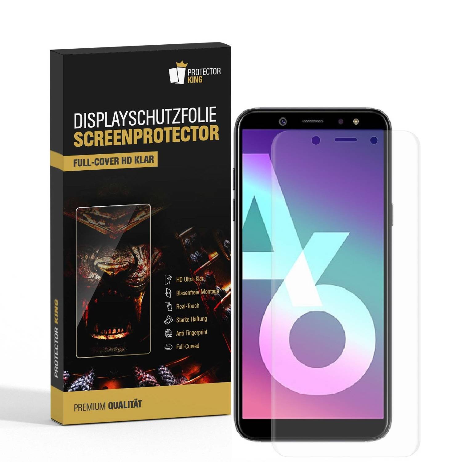 4x Displayschutzfolie für Samsung Galaxy A6 Plus FULL-COVER Displayfolie HD KLAR