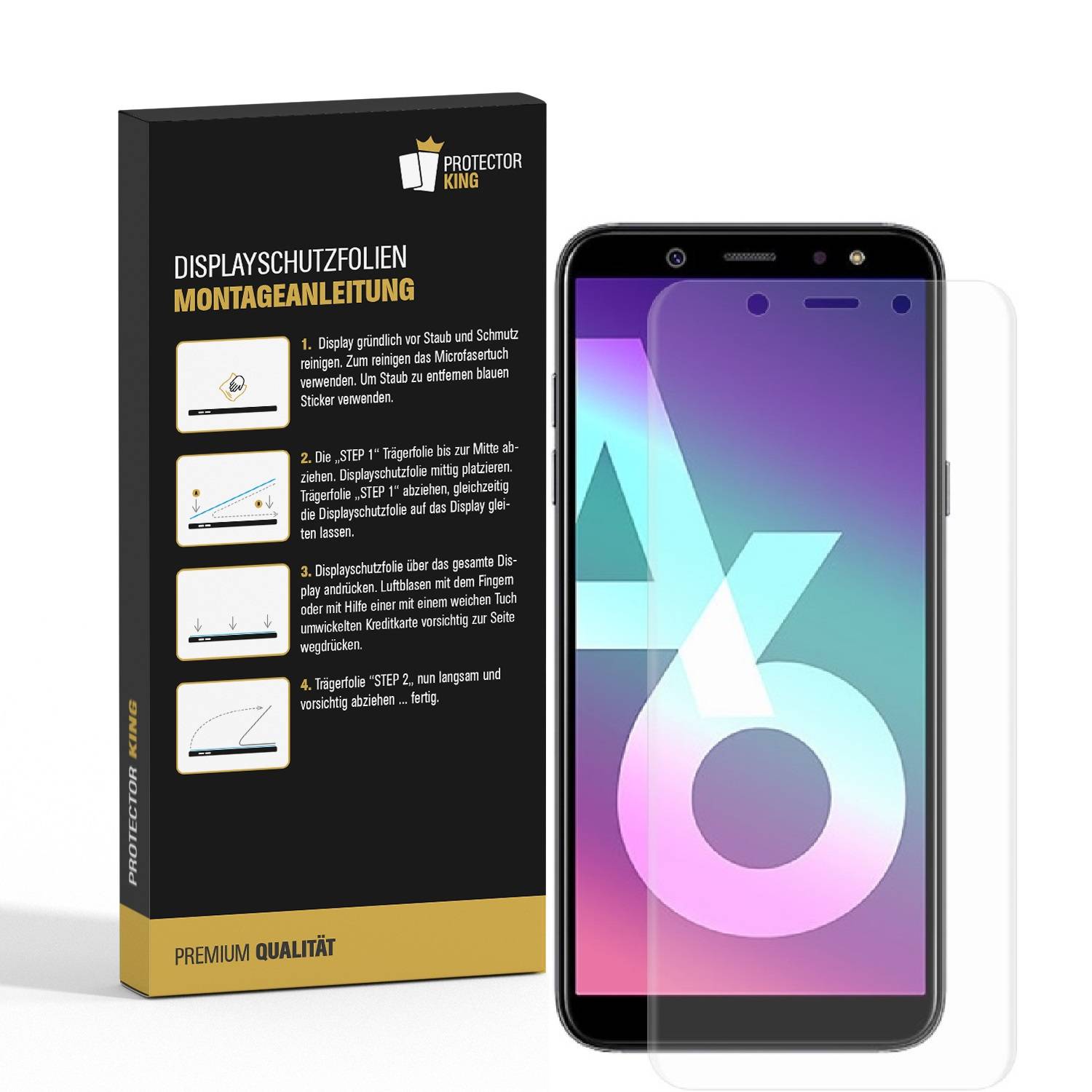 3x Displayschutzfolie für Samsung Galaxy A6 Plus FULL-COVER Displayfolie HD KLAR