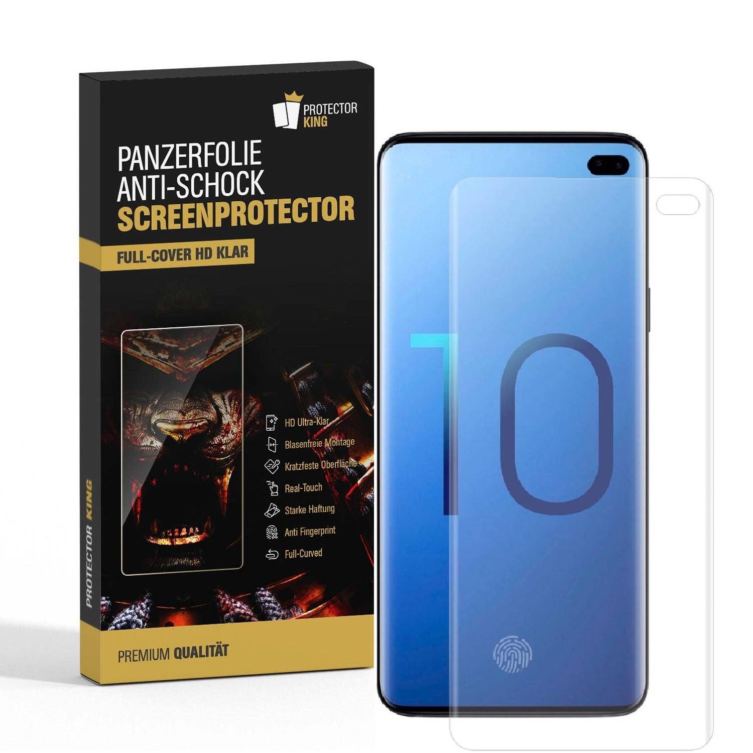 4x 9H Nano-Glass für Samsung Galaxy S10 Plus FULL CURVED 3D KLAR Anti-Shock Anti-Bruch Anti-Stoß Anti-Schmutz Panzernanoglas Displayschutz Schutzfol