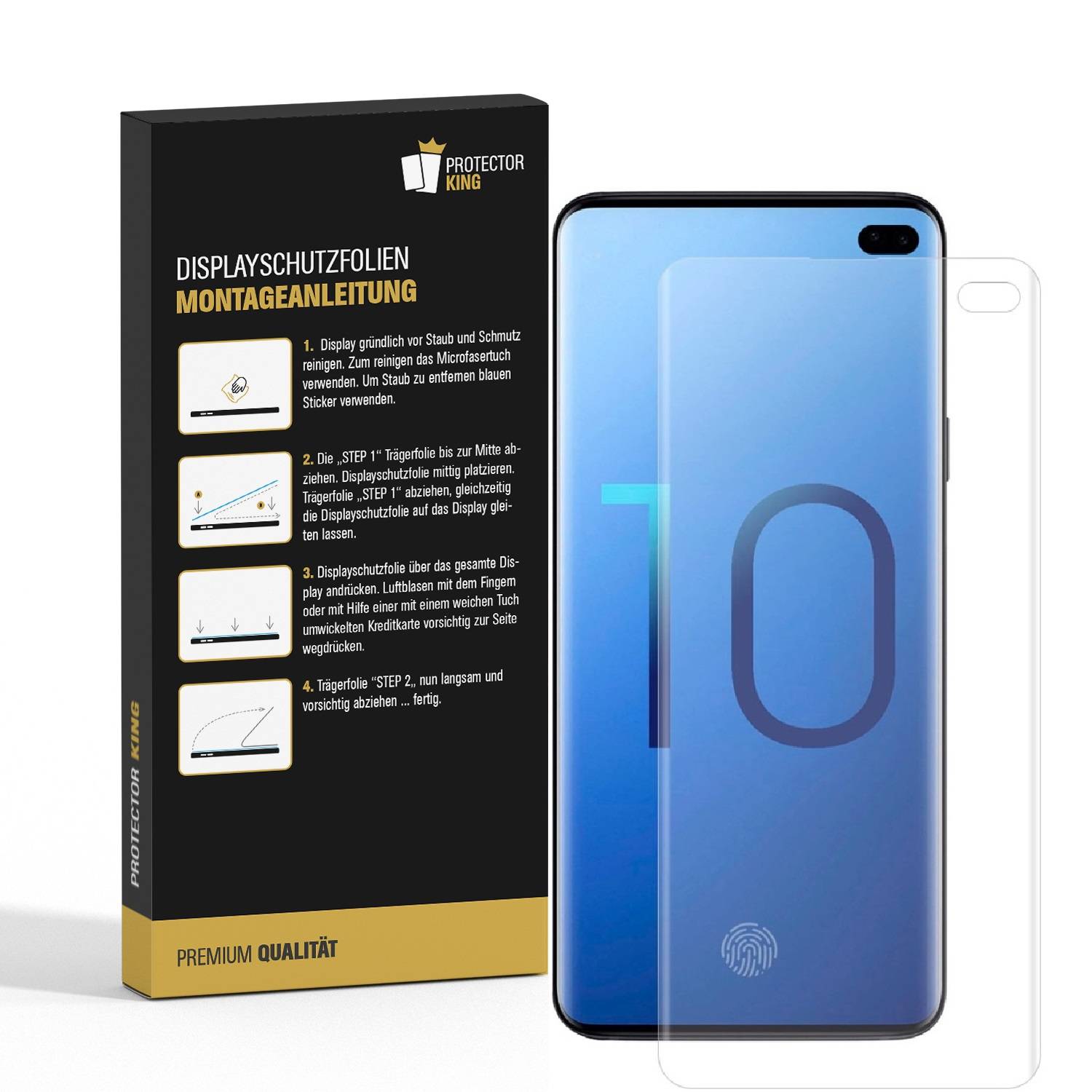 4x 9H Nano-Glass für Samsung Galaxy S10 Plus FULL CURVED 3D KLAR Anti-Shock Anti-Bruch Anti-Stoß Anti-Schmutz Panzernanoglas Displayschutz Schutzfol