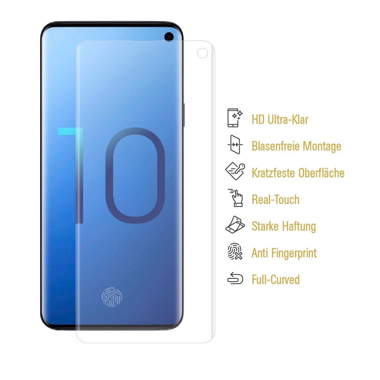 6x 9H Nano-Glass für Samsung Galaxy S10 FULL CURVED 3D KLAR Anti-Shock Anti-Bruch Anti-Stoß Anti-Schmutz Panzernanoglas Displayschutz Schutzfolie Pa
