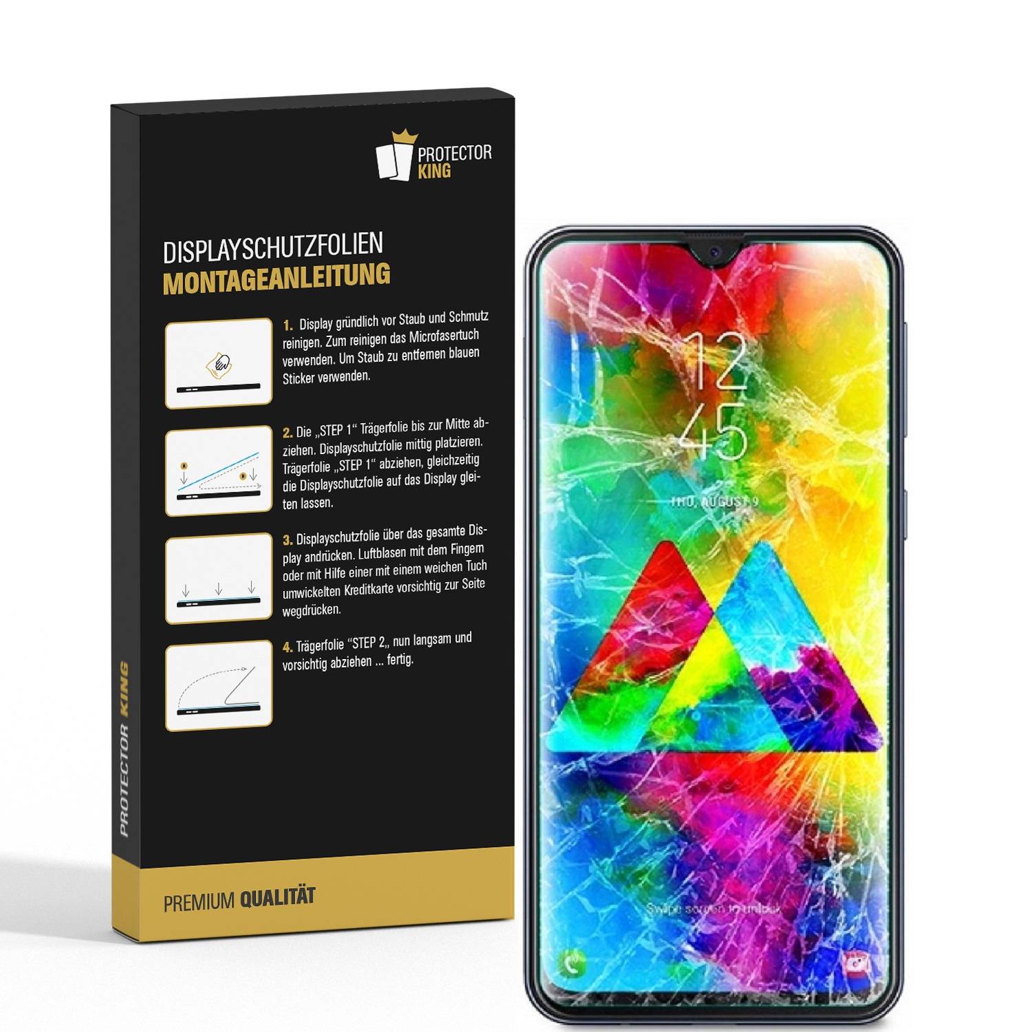 4x 9H Nano-Glass für Samsung Galaxy M20 3D KLAR Anti-Shock Anti-Bruch Anti-Stoß Anti-Schmutz Panzernanoglas Displayschutz Schutzfolie Panzerfolie Pa