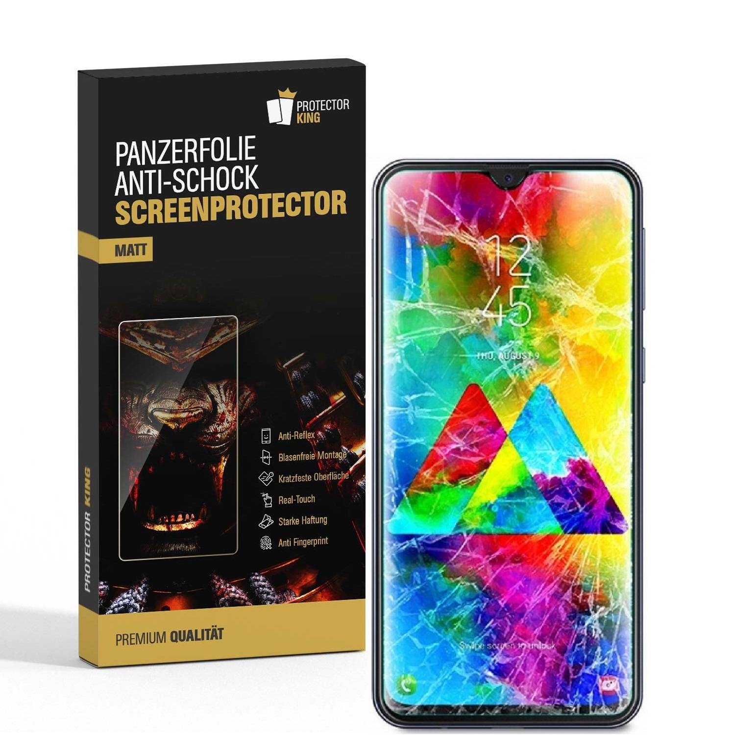4x Panzerfolie für Samsung Galaxy M20 ANTI-SCHOCK Displayschutzfolie Folie MATT