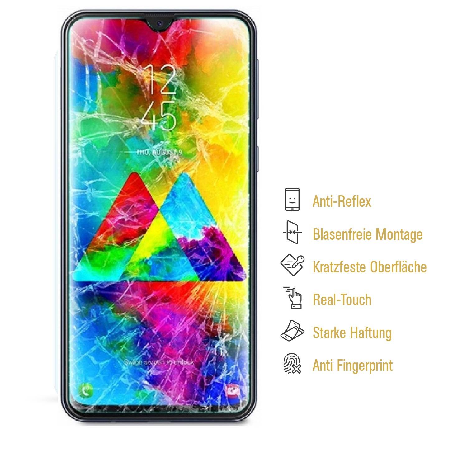 4x Panzerfolie für Samsung Galaxy M20 ANTI-SCHOCK Displayschutzfolie Folie MATT
