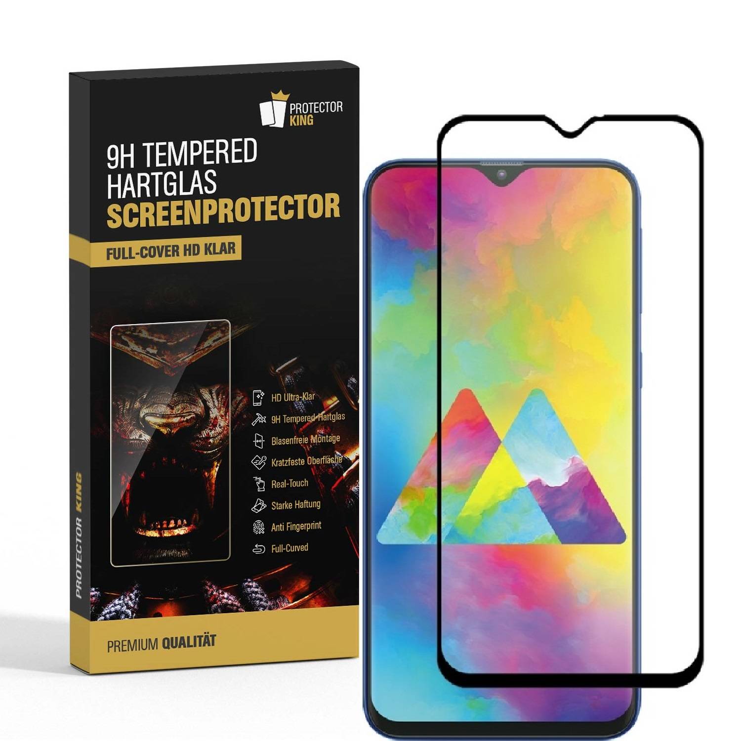 3x 9H Hartglas für Samsung Galaxy M20 FULL COVER Panzerfolie Displayglas KLAR SW Panzerglas Schutzfolie