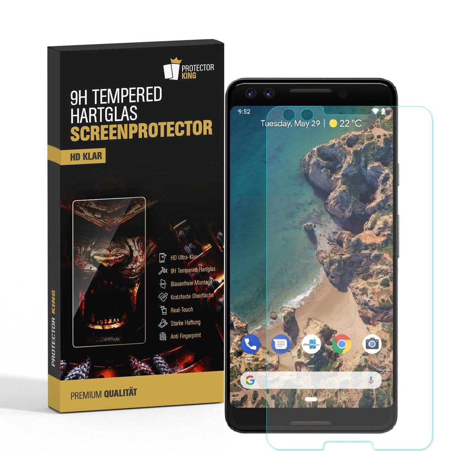 1x 9H Hartglas für Google Pixel 3 Panzerfolie Displayglas Schutzglas HD KLAR Panzerglas Schutzfolie