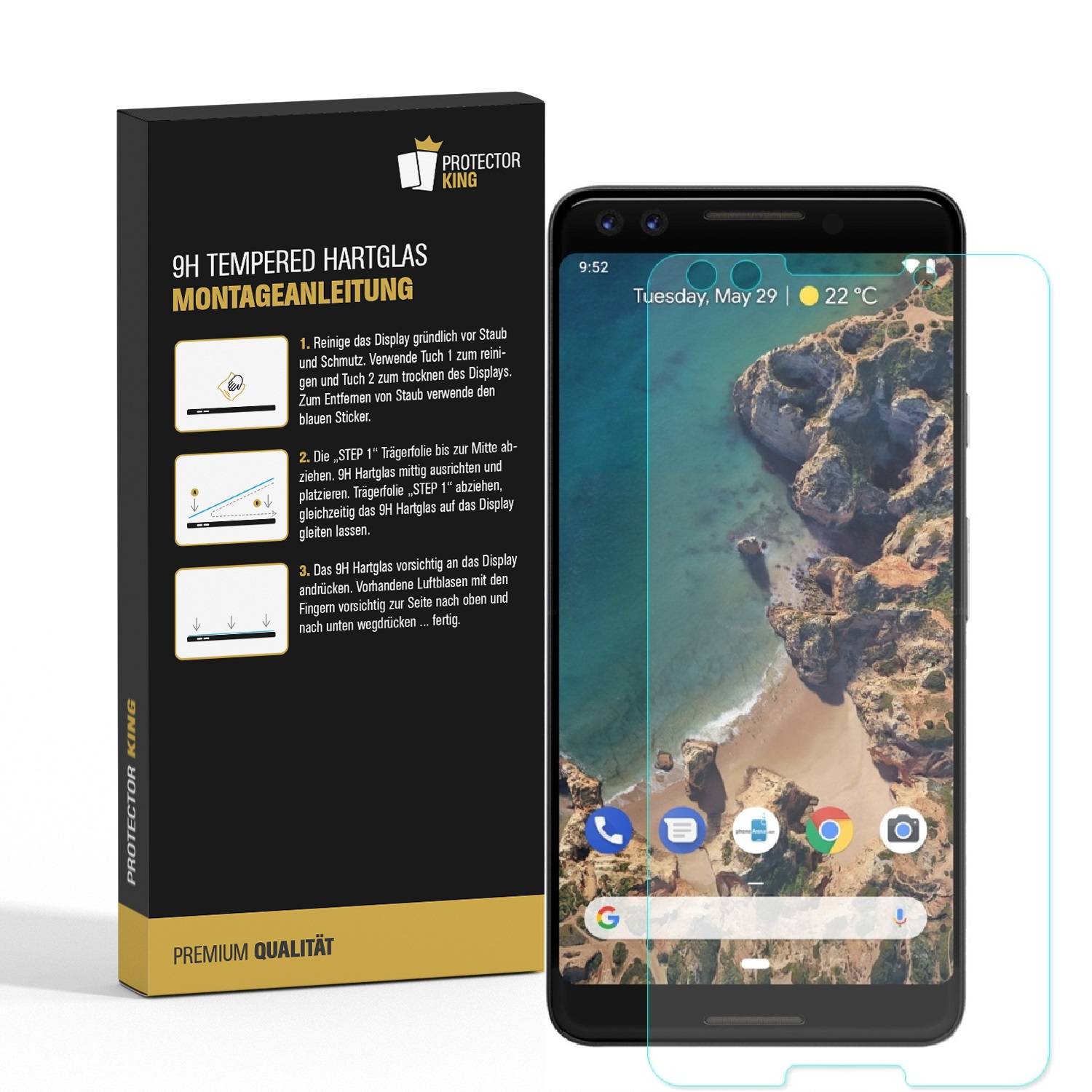 1x 9H Hartglas für Google Pixel 3 Panzerfolie Displayglas Schutzglas HD KLAR Panzerglas Schutzfolie