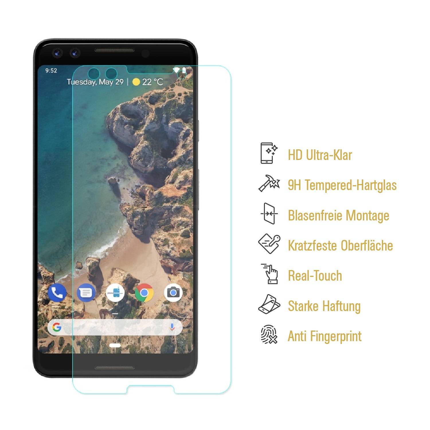 1x 9H Hartglas für Google Pixel 3 Panzerfolie Displayglas Schutzglas HD KLAR Panzerglas Schutzfolie