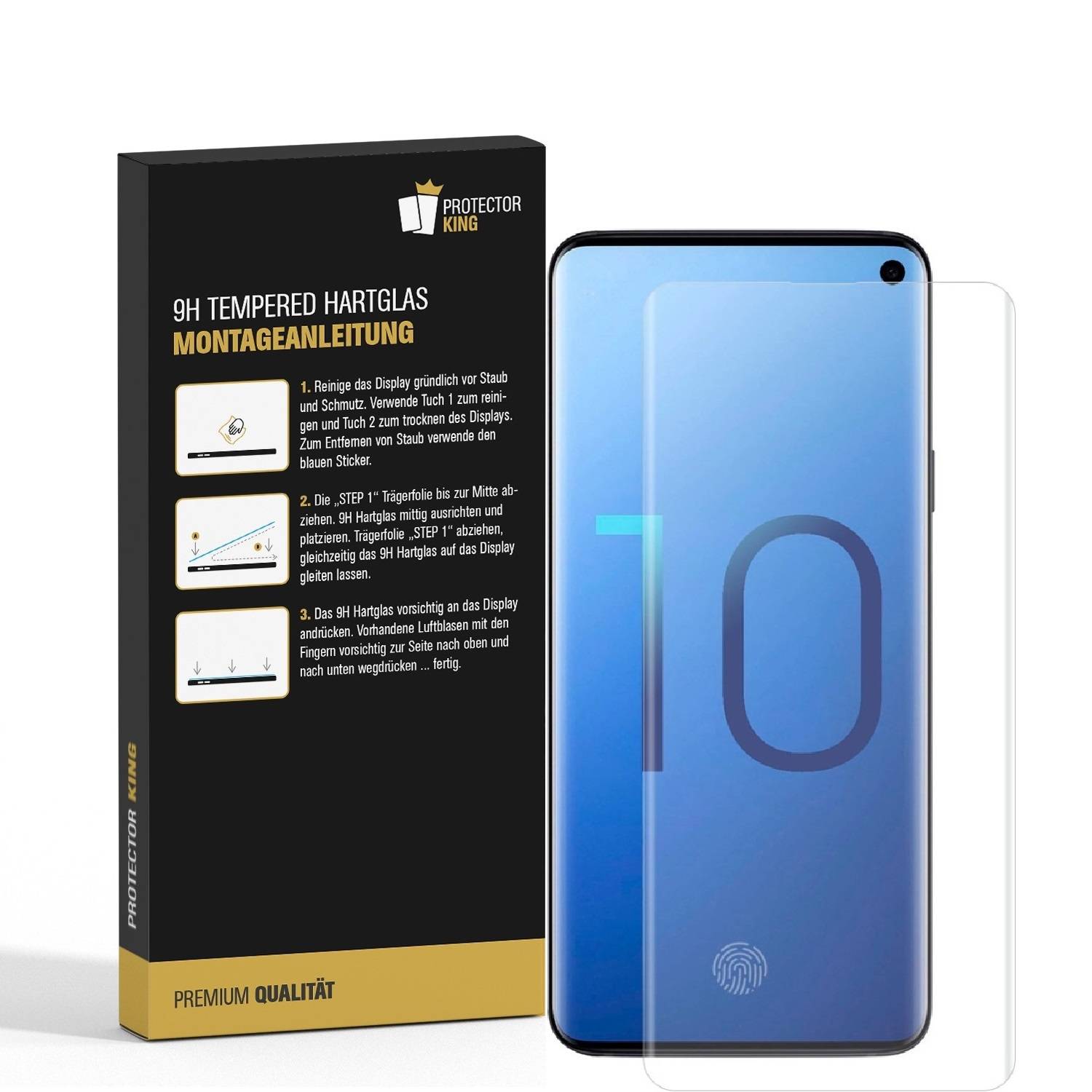 3x 9H Hartglas für Samsung Galaxy S10 FULL CURVED KLAR Schutzglas Displayglas Glasfolie Panzerglas Panzerfolie Displayschutz Echtes Tempered Glas