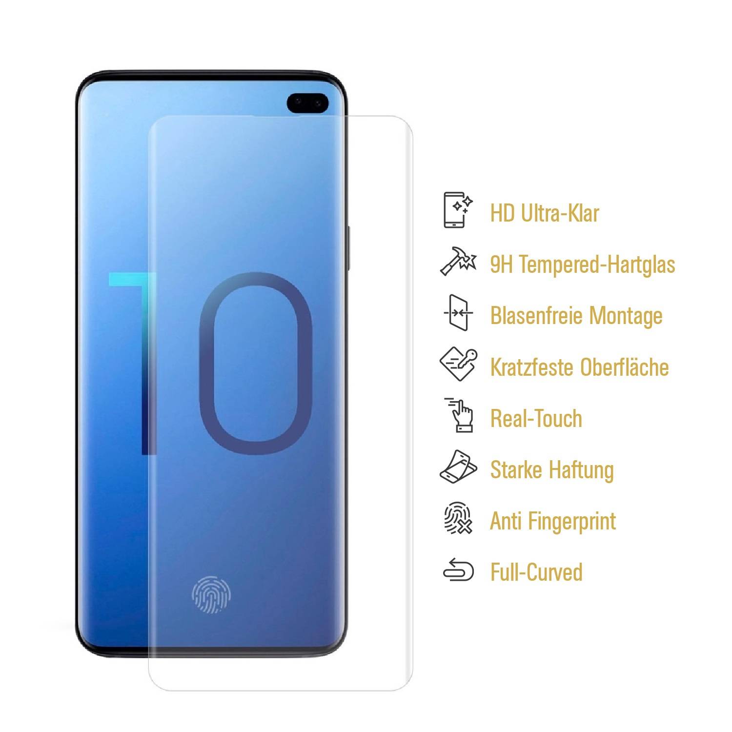 3x 9H Panzerglas für Samsung Galaxy S10 Plus FULL CURVED Displayschutz Schutzglas KLAR Tempered Hartglas Schutzfolie Panzerfolie