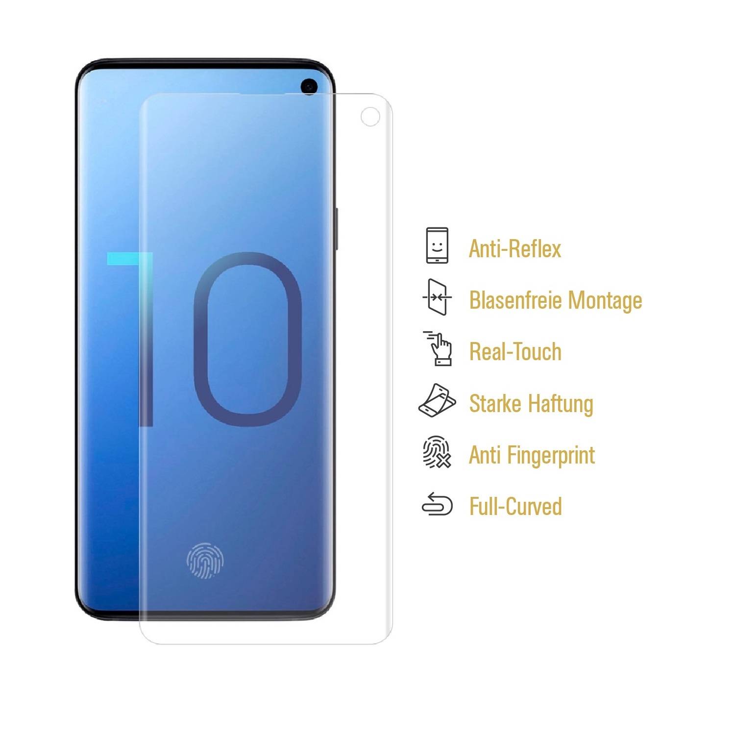 1x 9H Panzernanoglas für Samsung Galaxy S10 FULL CURVED MATT ANTI-REFLEX Displayschutz Schutzglas Schutzfolie Panzerglas ANTI-SHOCK/ ANTI-KRATZ/