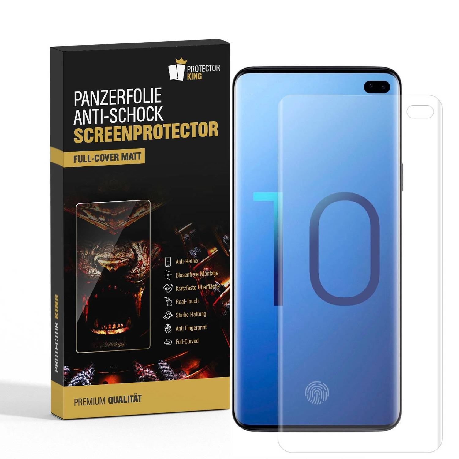 4x 9H Panzernanoglas für Samsung Galaxy S10 Plus FULL CURVED MATT ENTSPIEGELT Displayschutz Schutzglas Schutzfolie Panzerglas ANTI-SHOCK/