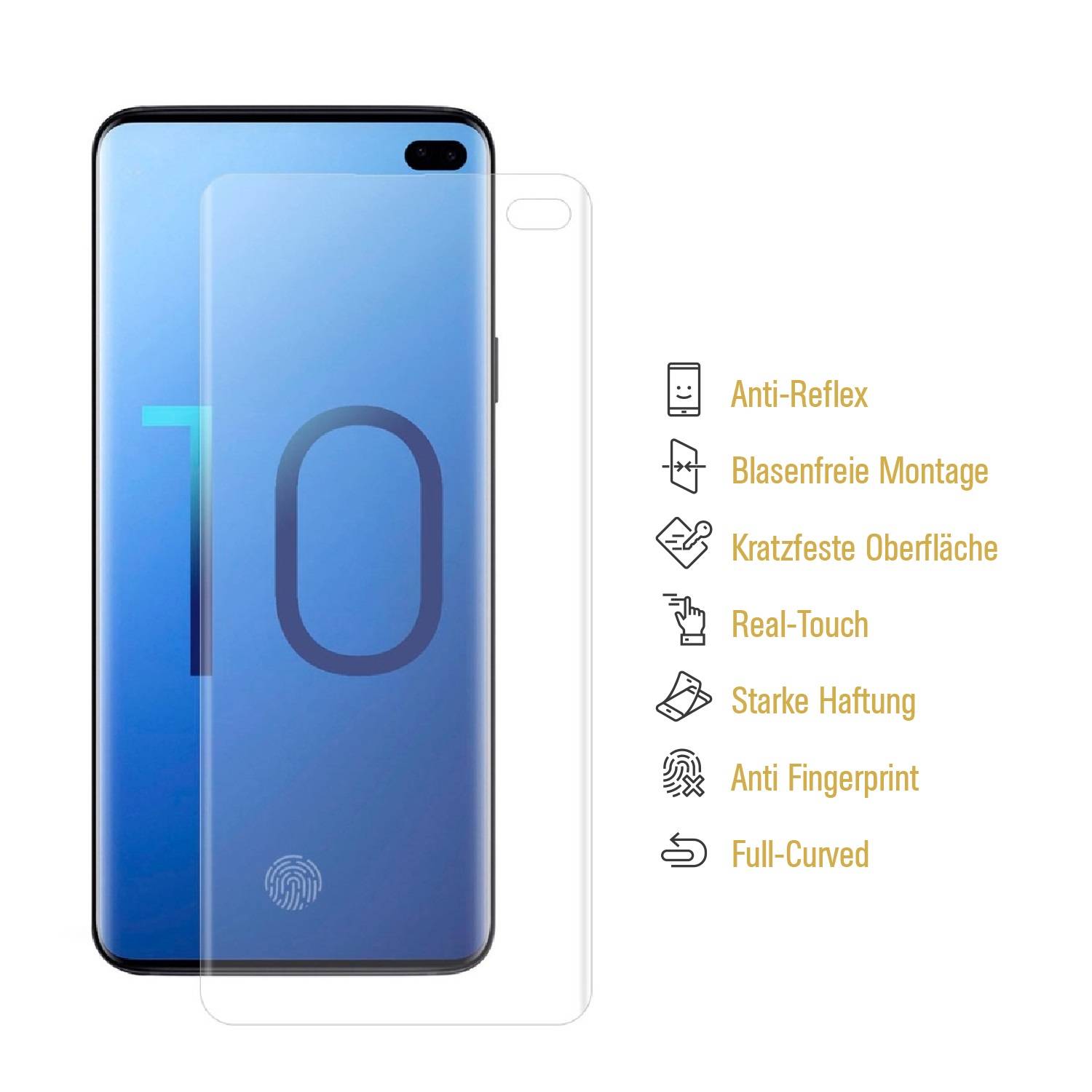 3x 9H Panzernanoglas für Samsung Galaxy S10 Plus FULL CURVED MATT ENTSPIEGELT Displayschutz Schutzglas Schutzfolie Panzerglas ANTI-SHOCK/