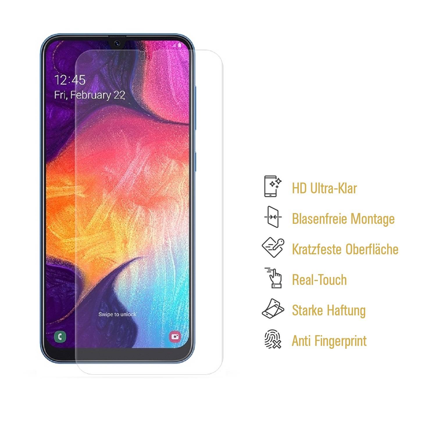 2x 9H Nano-Glass für Samsung Galaxy A50 3D KLAR Anti-Shock Anti-Bruch Anti-Stoß Anti-Schmutz Panzernanoglas Displayschutz Schutzfolie Panzerfolie Pa