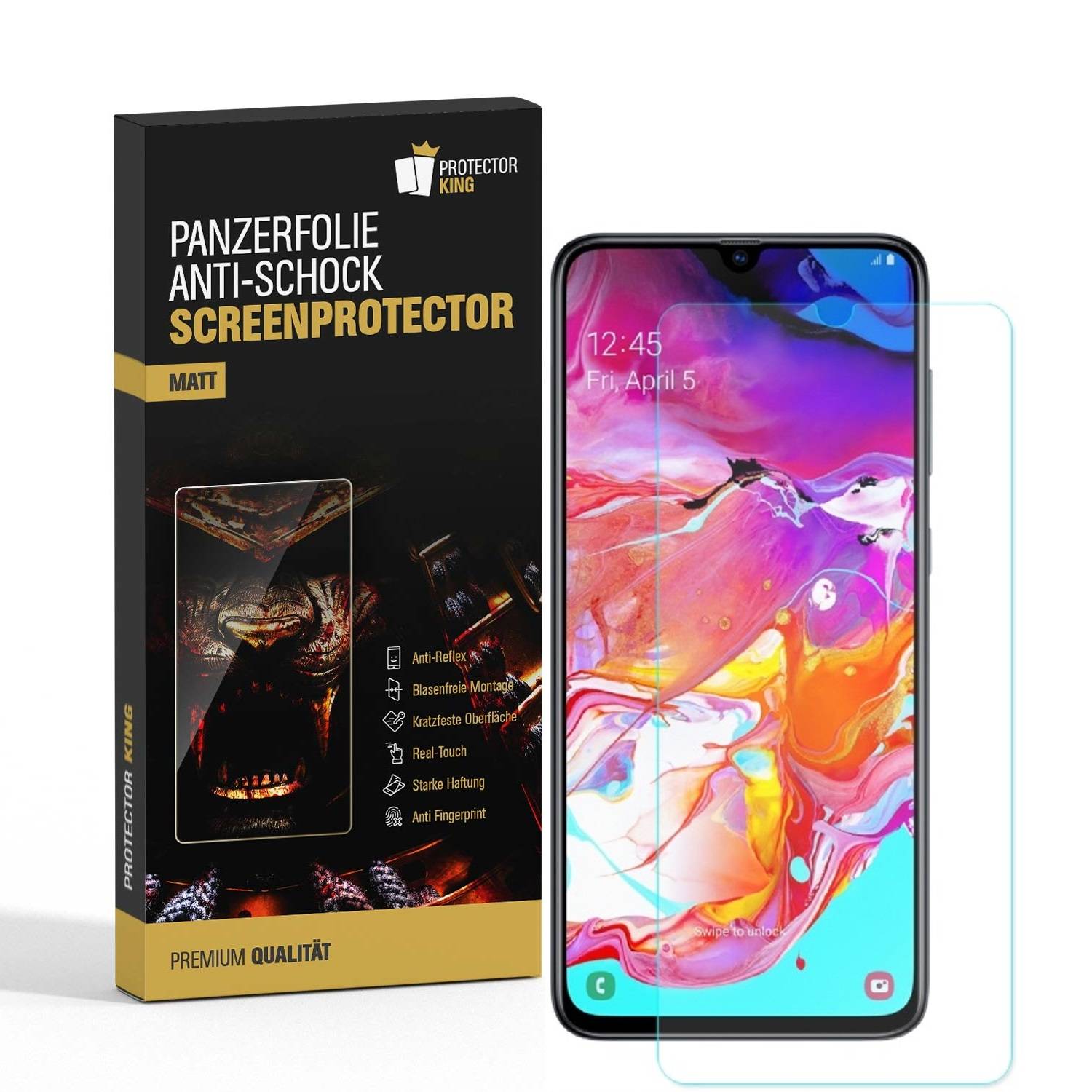 3x Panzerfolie für Samsung Galaxy A40 ANTI-SCHOCK Displayschutzfolie MATT
