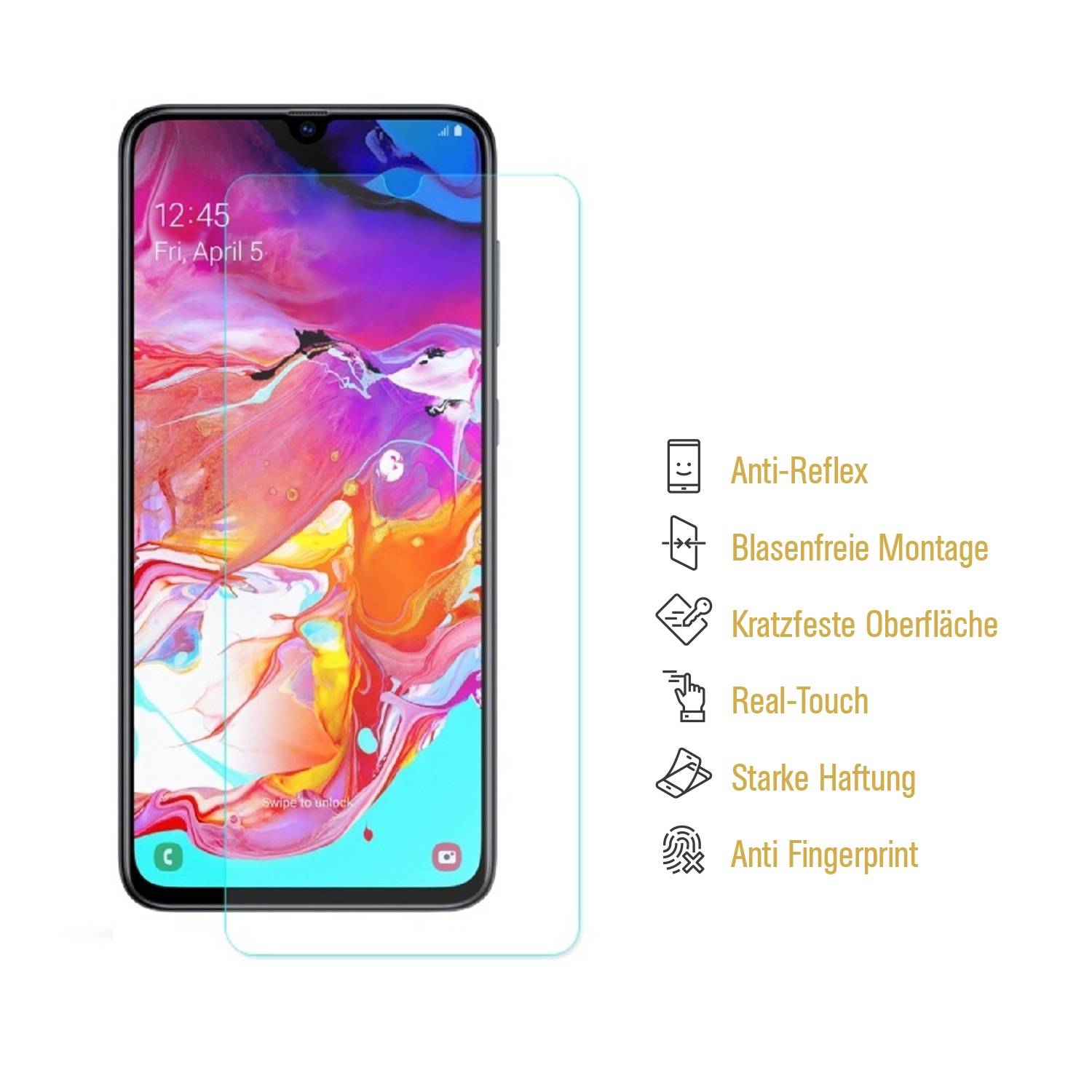 6x Panzerfolie für Samsung Galaxy A70 ANTI-REFLEX Displayschutzfolie MATT