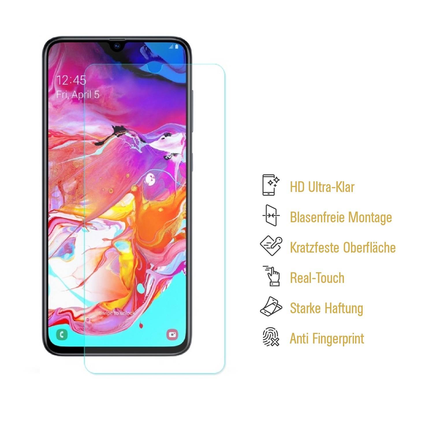 4x 9H Nano-Glass für Samsung Galaxy A50 3D KLAR Anti-Shock Anti-Bruch Anti-Stoß Anti-Schmutz Panzernanoglas Displayschutz Schutzfolie Panzerfolie Pa