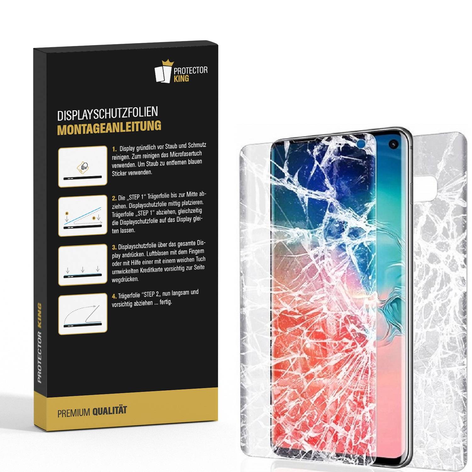 2x 9H Nano-Glass für Samsung Galaxy S10 FULL COVER 3D KLAR Anti-Shock Anti-Bruch Anti-Stoß Anti-Schmutz Panzernanoglas Displayschutz Schutzfolie Pan