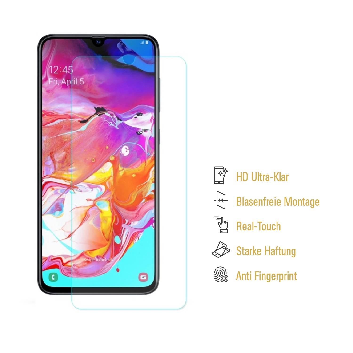 3x Displayschutzfolie für Samsung Galaxy A70 Displayfolie Schutzfolie HD KLAR