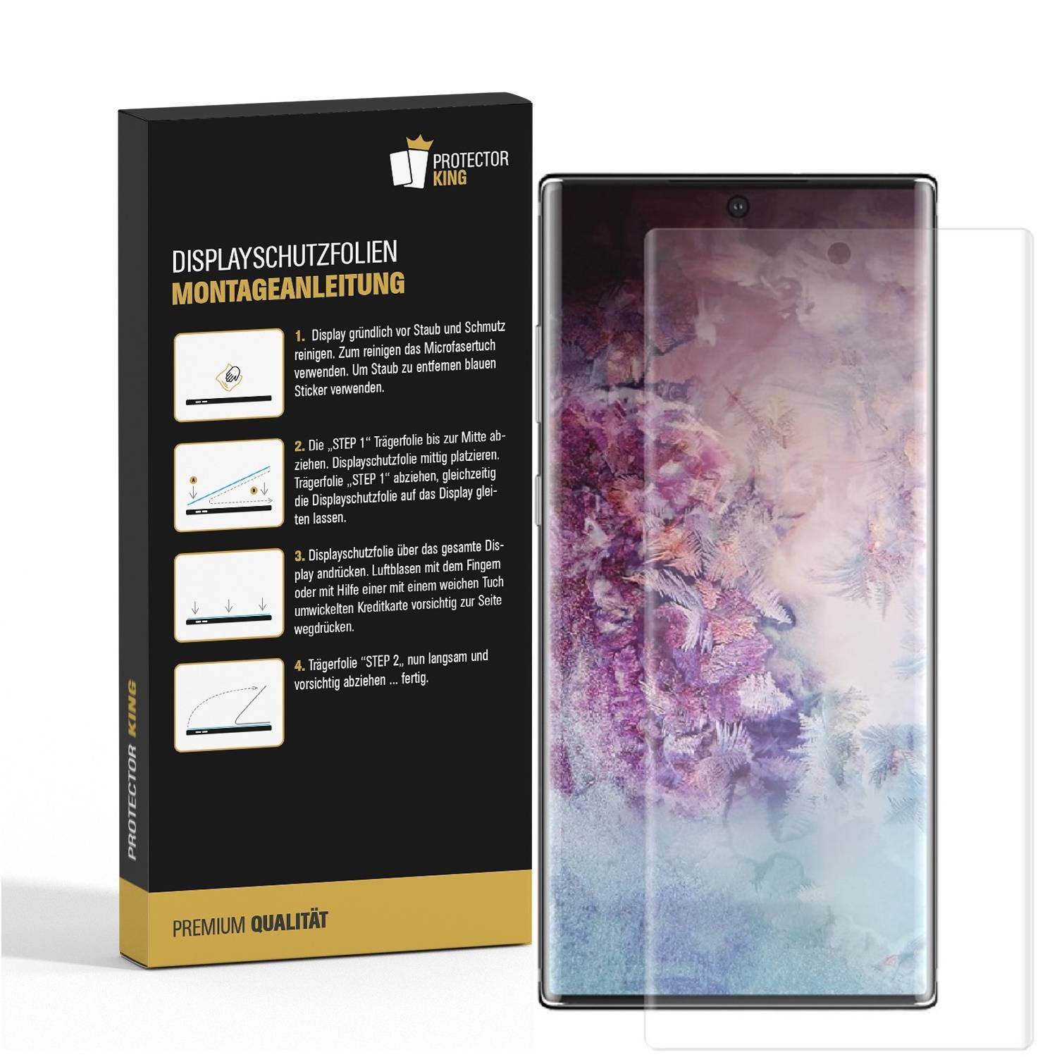 4x 9H Nano-Glass für Samsung Galaxy Note 10 Plus FULL COVER 3D KLAR Anti-Shock Anti-Bruch Anti-Stoß Anti-Schmutz Panzernanoglas Displayschutz Schutz