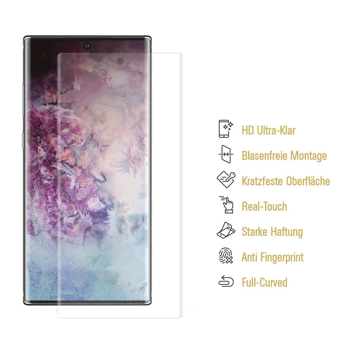 3x 9H Nano-Glass für Samsung Galaxy Note 10 FULL COVER 3D KLAR Anti-Shock Anti-Bruch Anti-Stoß Anti-Schmutz Panzernanoglas Displayschutz Schutzfolie