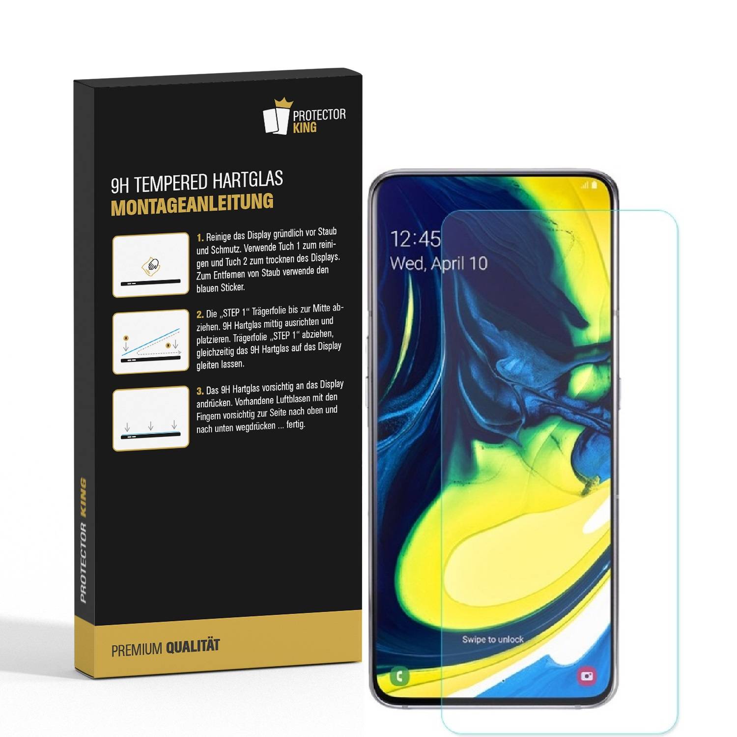 4x 9H Hartglas für Samsung Galaxy A80 Schutzfolie Schutzglas HD Klar Displayglas Tempered Glasfolie Panzerglas Sicherheitsglas Echtglas