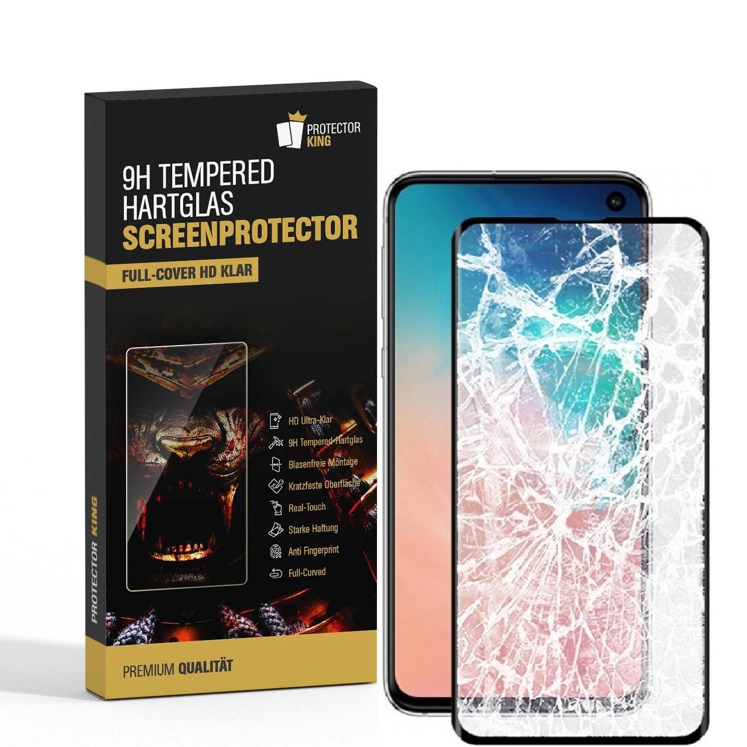 4x 9H Hartglas für Samsung Galaxy S10e FULL COVER Displayschutz Schutzglas SW Schutzfolie Panzerfolie Panzerglas Displayglas Tempered Glasfolie