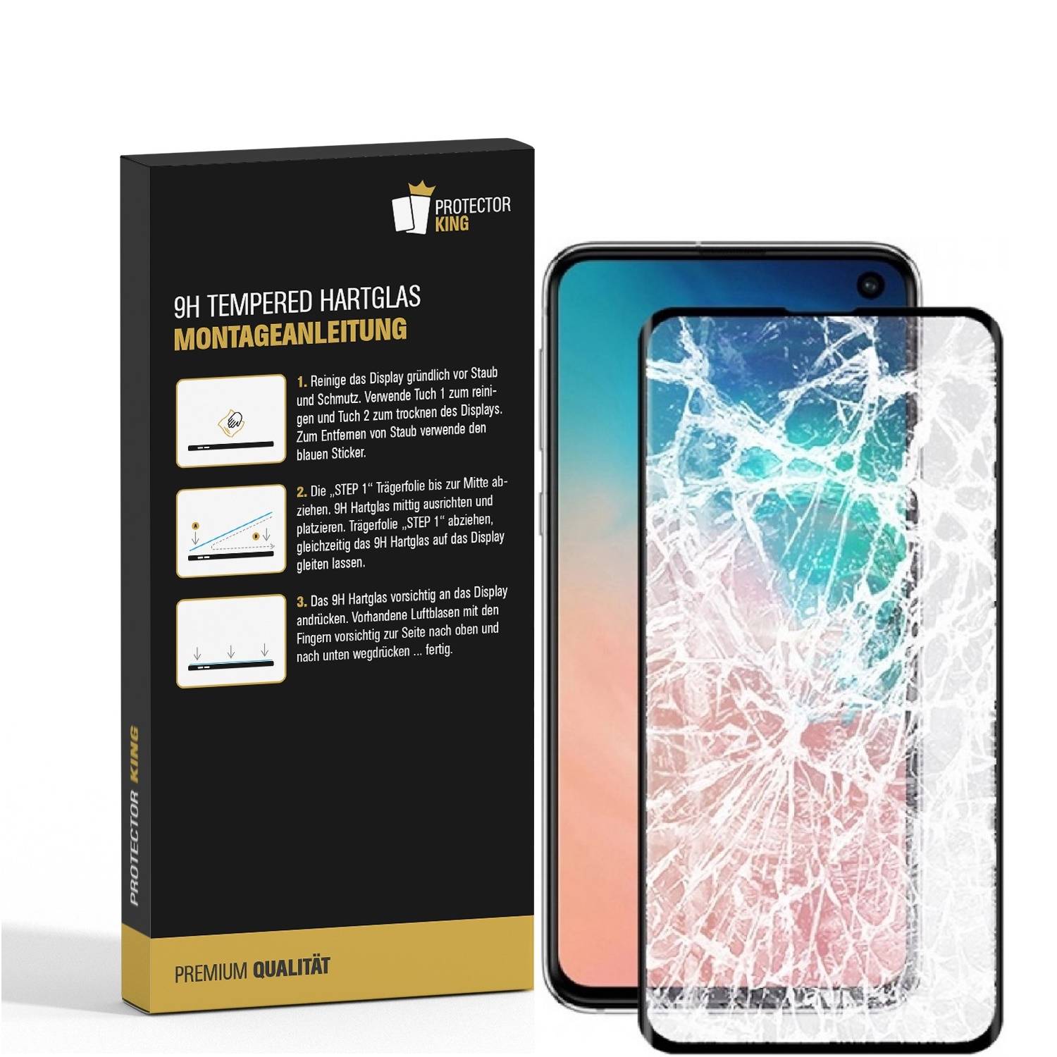 4x 9H Hartglas für Samsung Galaxy S10e FULL COVER Displayschutz Schutzglas SW Schutzfolie Panzerfolie Panzerglas Displayglas Tempered Glasfolie