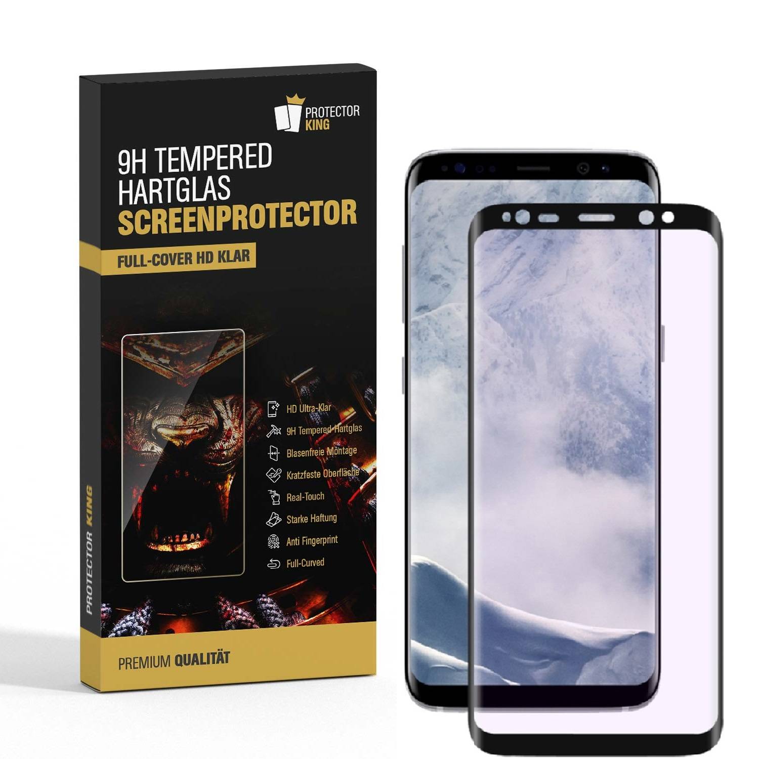 3x 9H Hartglas für Samsung Galaxy S8 FULL CURVED Displayschutz Panzerfolie SW KLAR Schutzglas Panzerglas Schutzfolie Displayglas Glasfolie Echtes