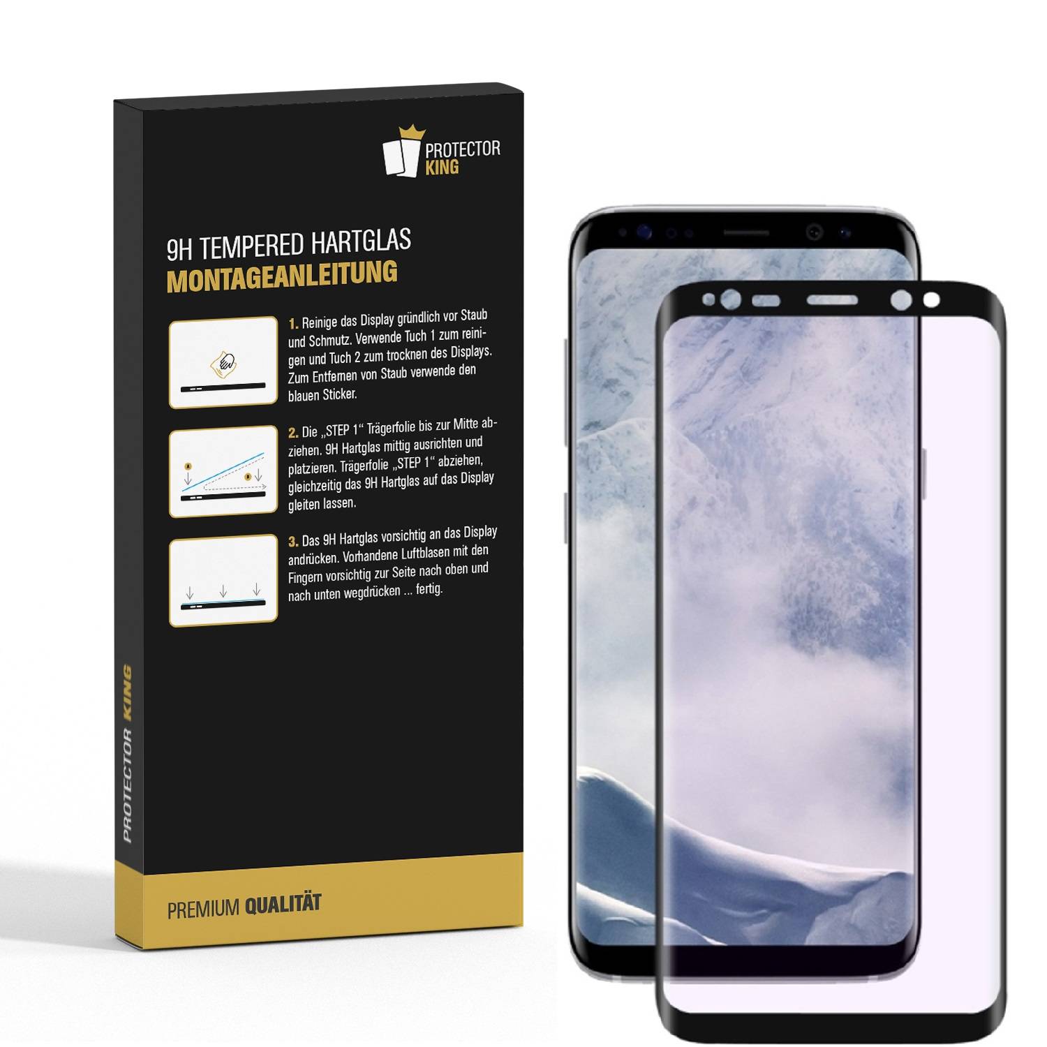 6x 9H Hartglas für Samsung Galaxy S8 FULL CURVED Displayschutz Panzerfolie SW KLAR Schutzglas Panzerglas Schutzfolie Displayglas Glasfolie Echtes