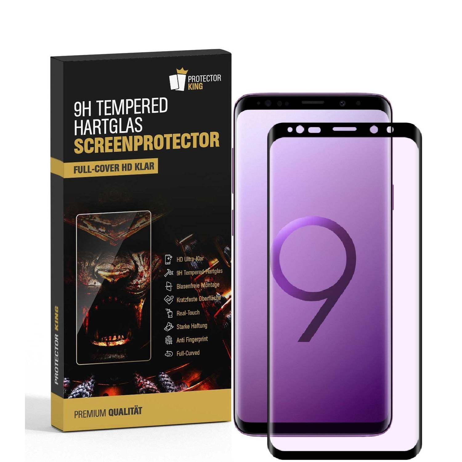 3x 9H Hartglas für Samsung Galaxy S9 Plus FULL CURVED Displayschutz Panzerfolie SW KLAR Schutzglas Panzerglas Schutzfolie Displayglas Glasfolie