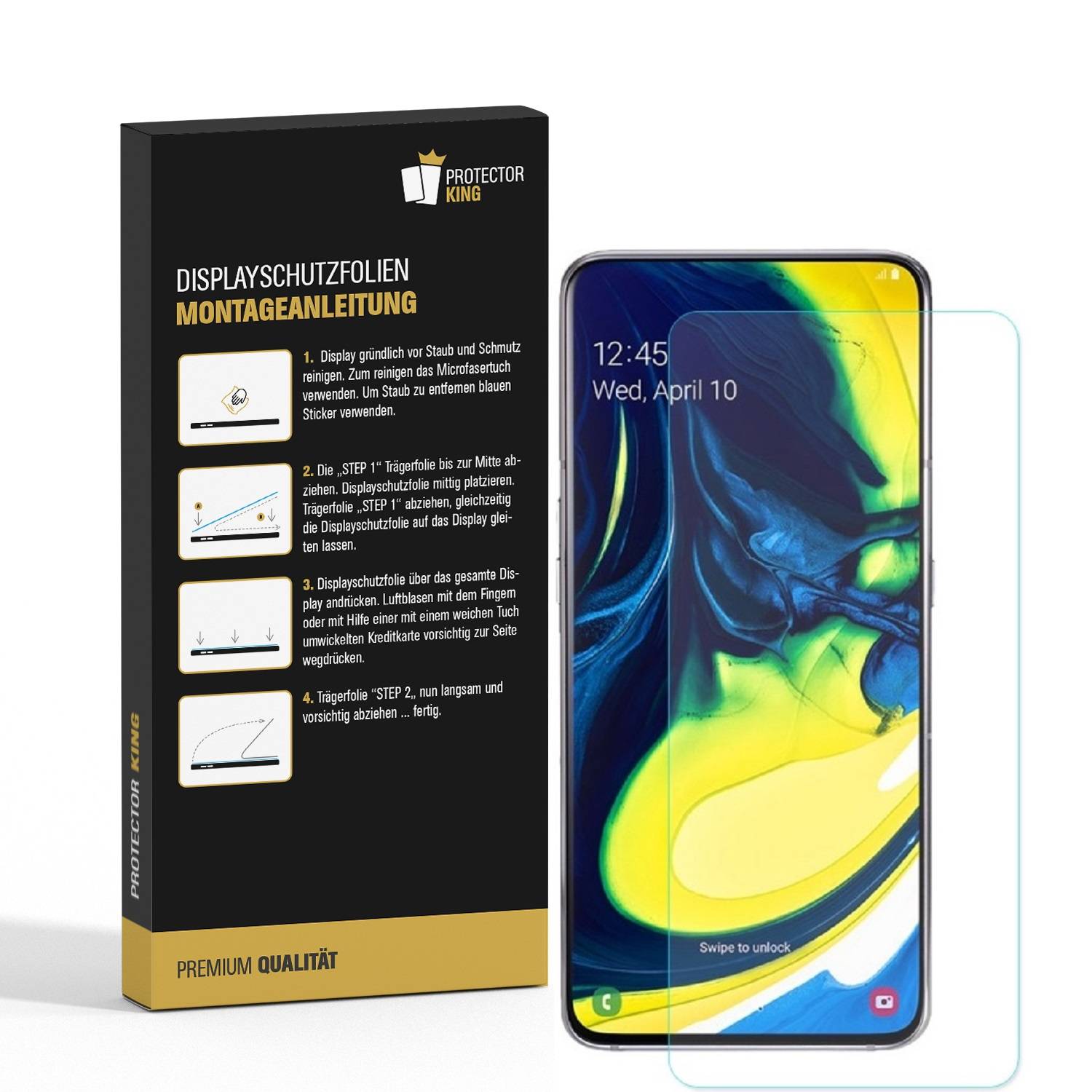 2x Displayschutzfolie für Samsung Galaxy A80 Displayfolie Schutzfolie HD KLAR