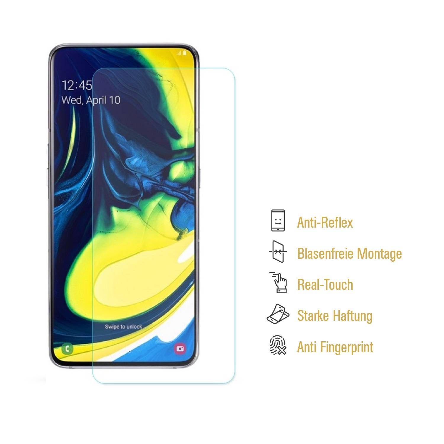 2x Displayschutzfolie für Samsung Galaxy A80 ANTI-REFLEX Displayfolie MATT