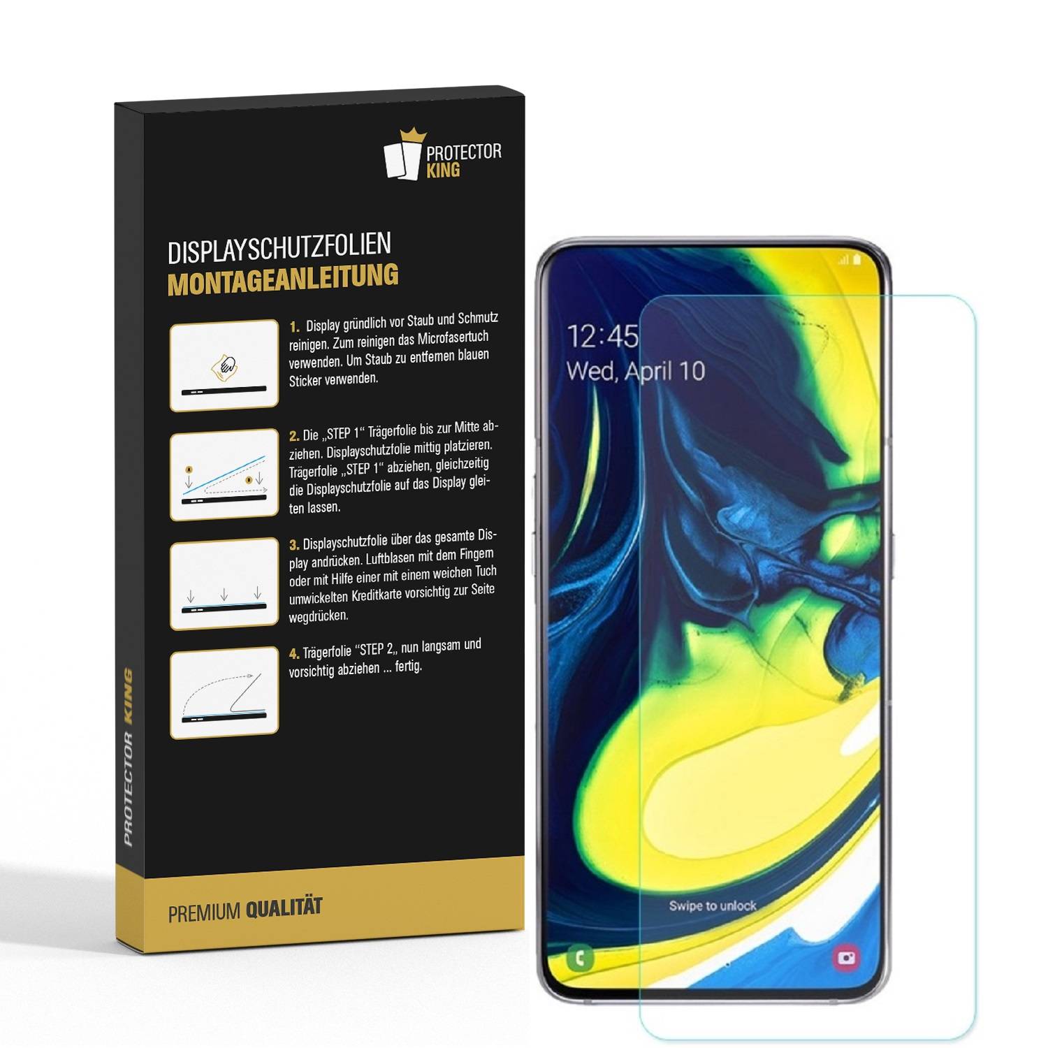3x Panzerfolie für Samsung Galaxy A80 ANTI-SCHOCK Displayschutzfolie Folie MATT