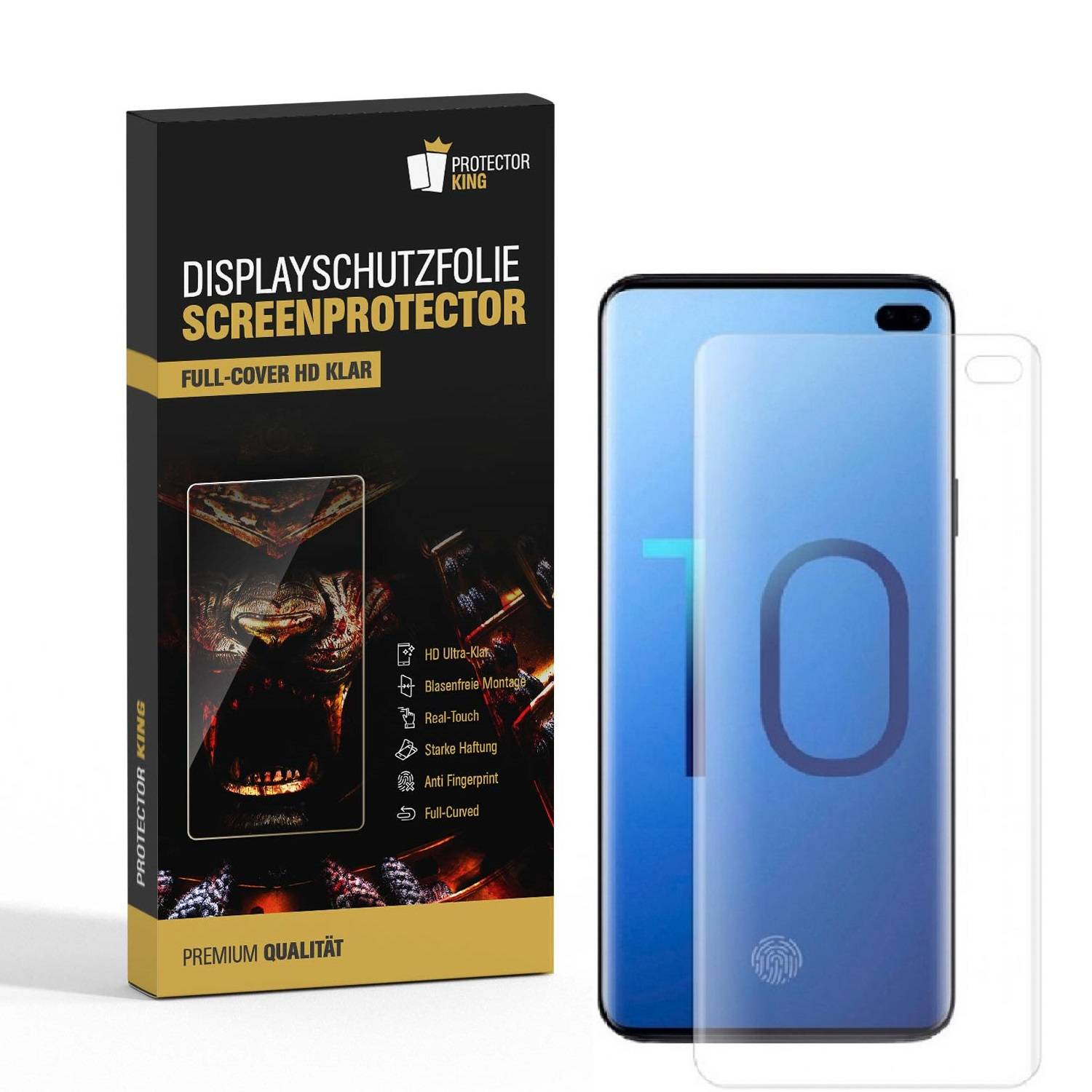 2x Displayfolie für Samsung Galaxy S10 Plus FULL COVER Displayschutzfolie KLAR