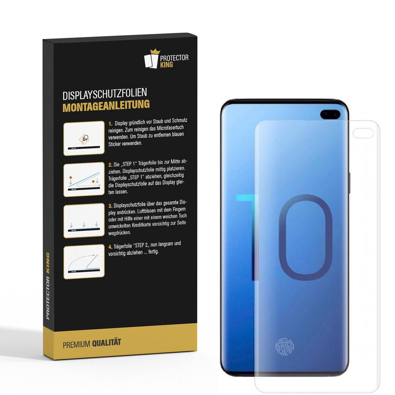 3x Displayfolie für Samsung Galaxy S10 Plus FULL COVER Displayschutzfolie KLAR